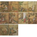 Ten 19th Century Chinese watercolour paintings on paper of Emperor Yongzheng