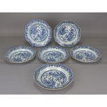 Six 18th Century Chinese blue and white porcelain