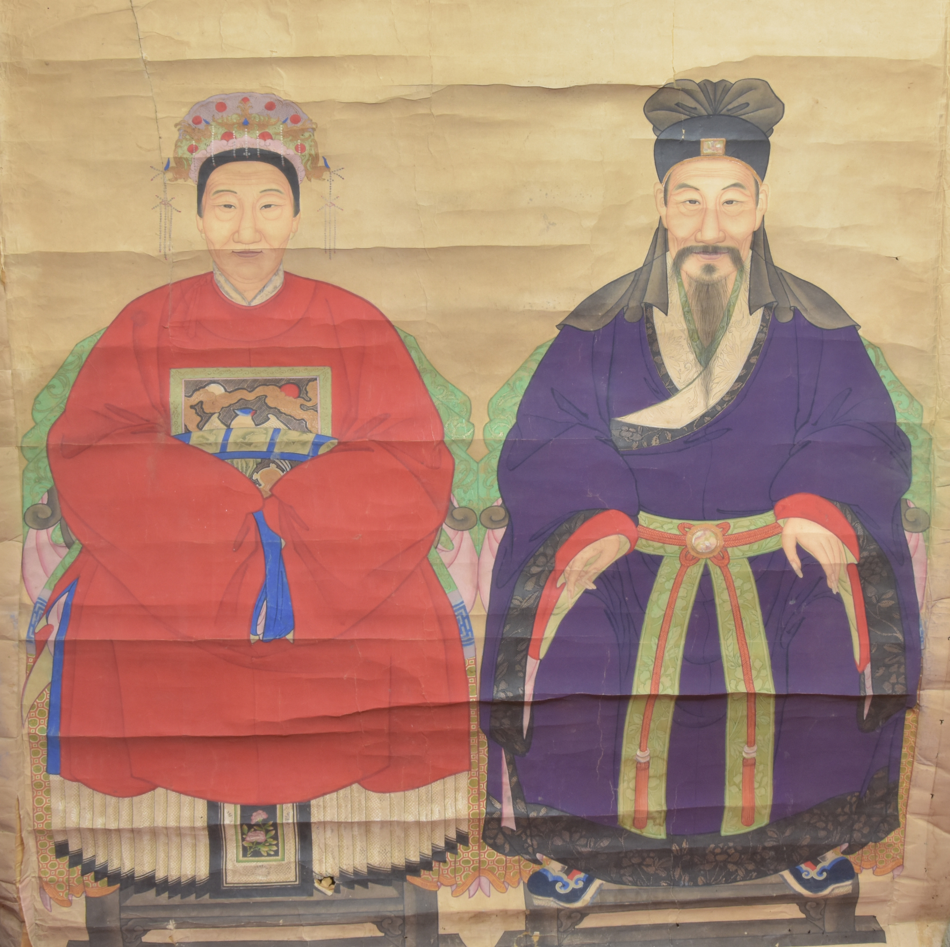 Two Chinese ancestors portrait - Image 2 of 2