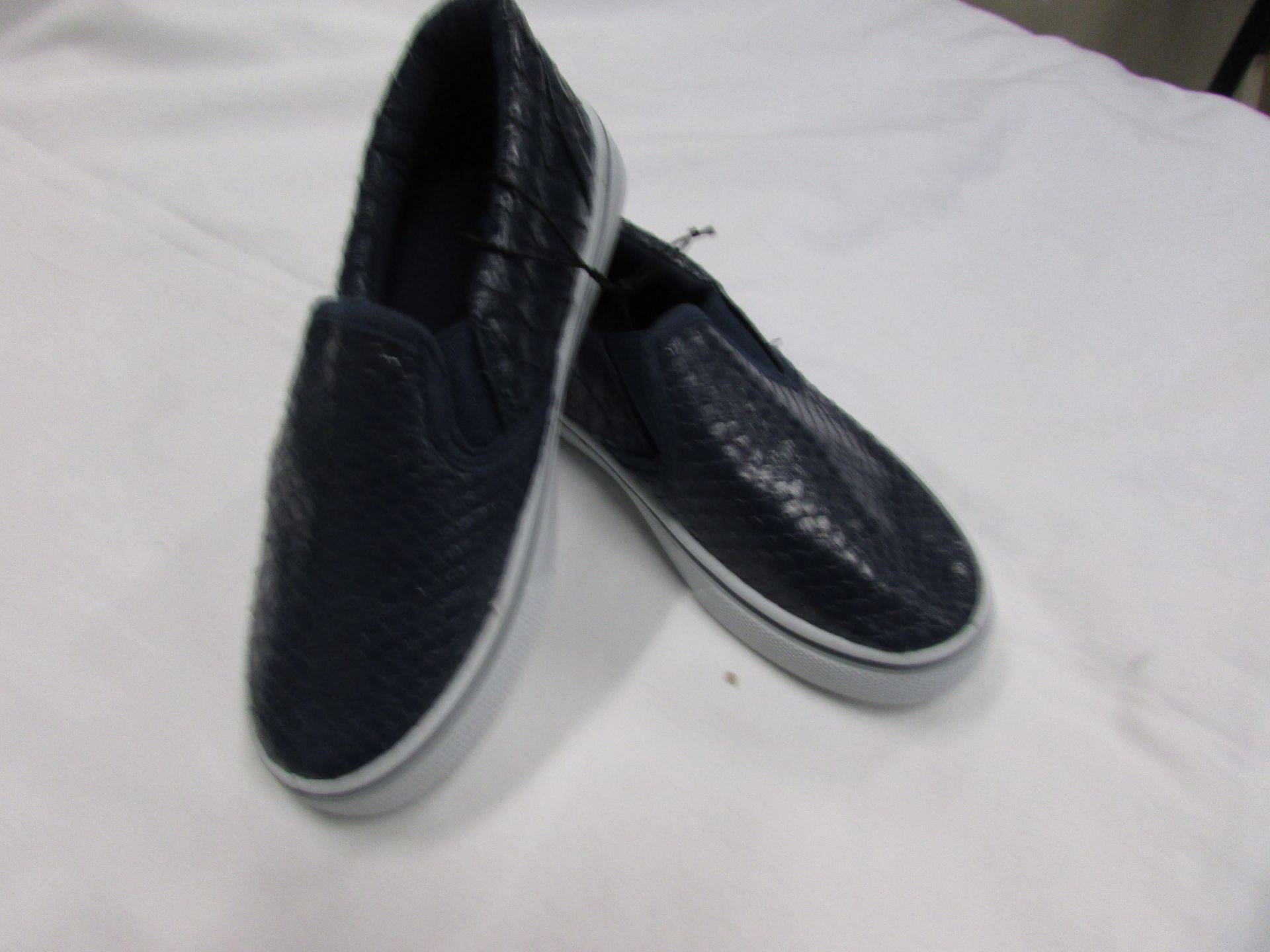 Pink Label Slip Ons Snake Look In Navy/White (Usa Size: 13) (Unboxed)