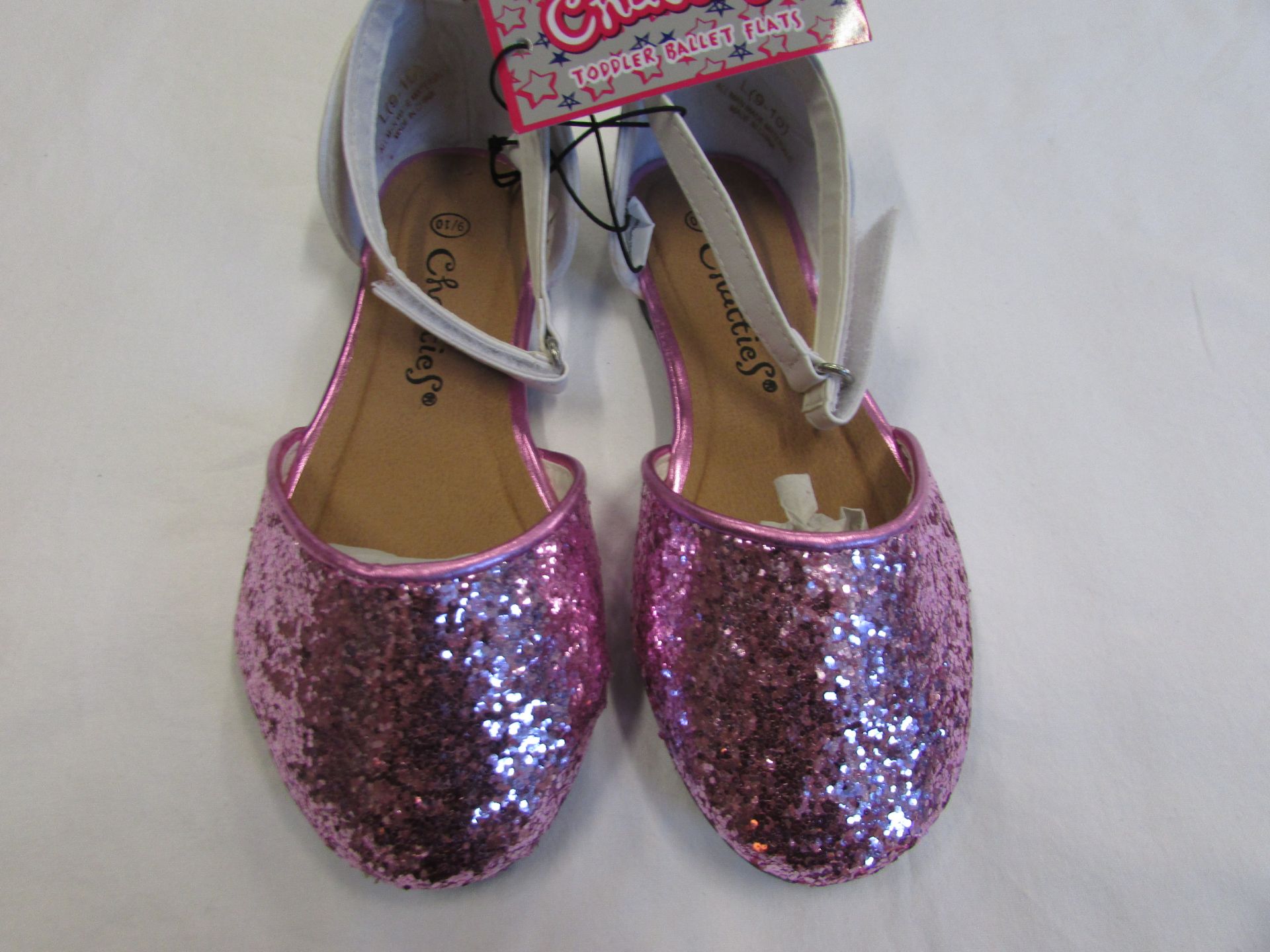 Capelli Toddler Ballet Flats With Strap In Pink Glitter/White (Usa Size: 9 To 10) (Unboxed)