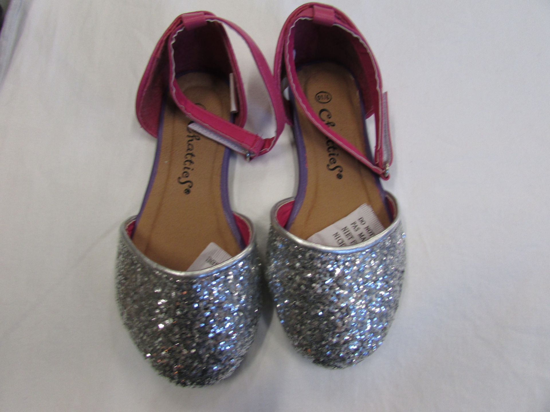 Chatties Toddler Ballet Flats With Straps In Silver Glitter/Pink (Usa Size: 9 To 10) (Unboxed)