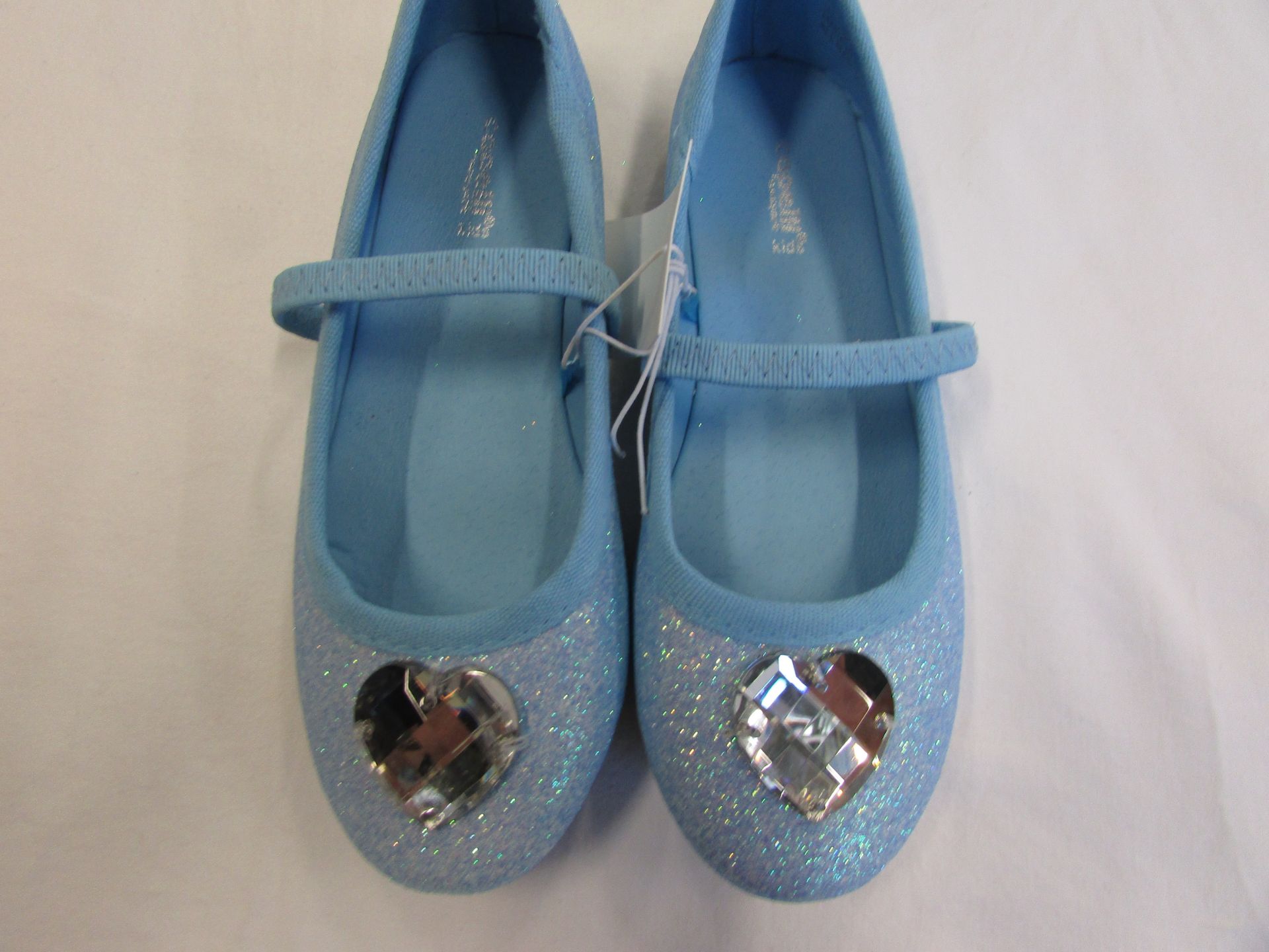 Capelli Kids Flats With Diamante Heart In Blue/Glitter (Usa Size: 11) (Unboxed)