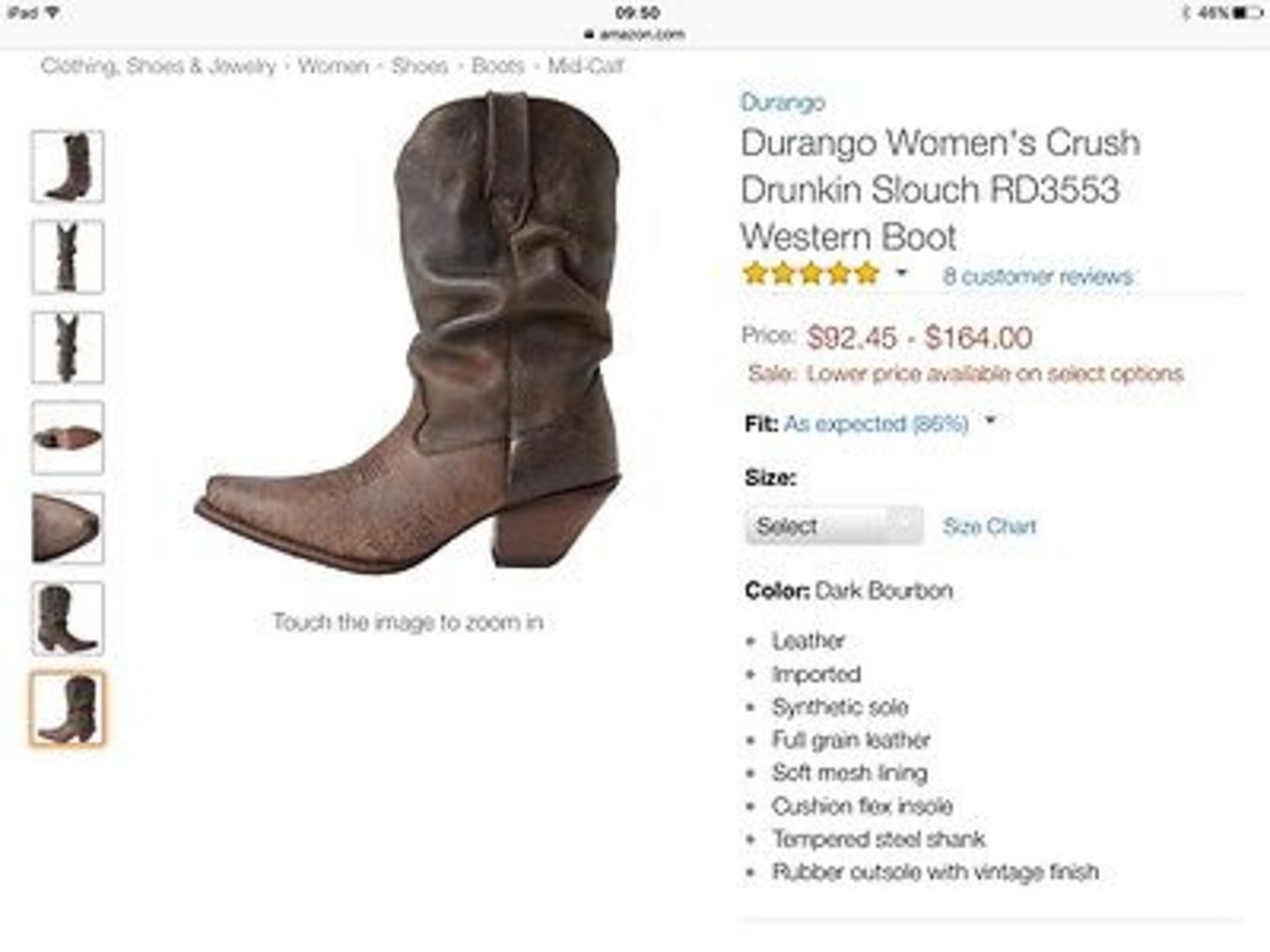 Durango Women's Crush Drunkin Slouch RD3553 Leather Western Boot, size UK 4 (New with box) - Image 10 of 10