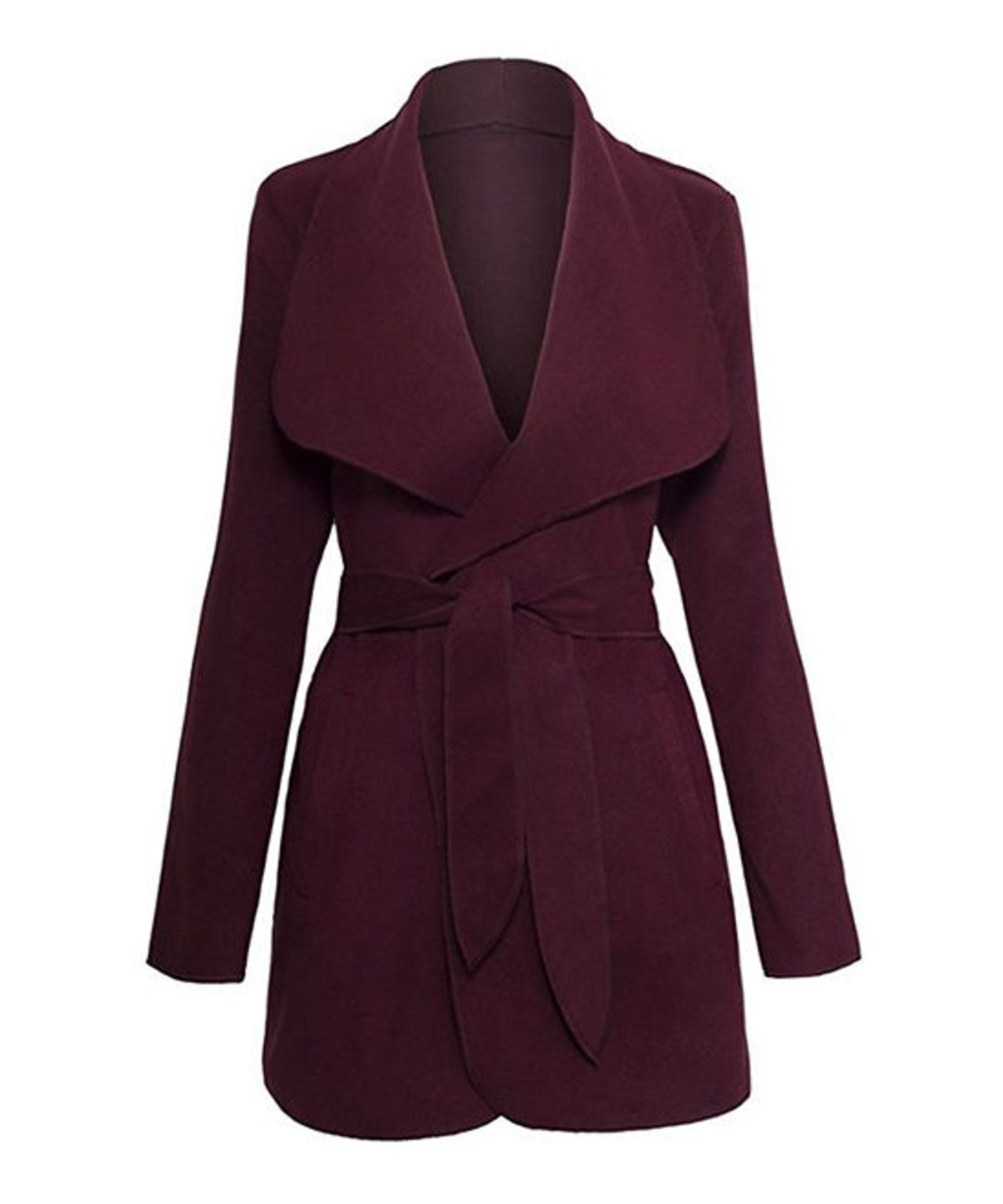 Brand New Burgundy Drape Open-Front Belted Cardigan (UK 12) (Ref: 43062953 A2L)