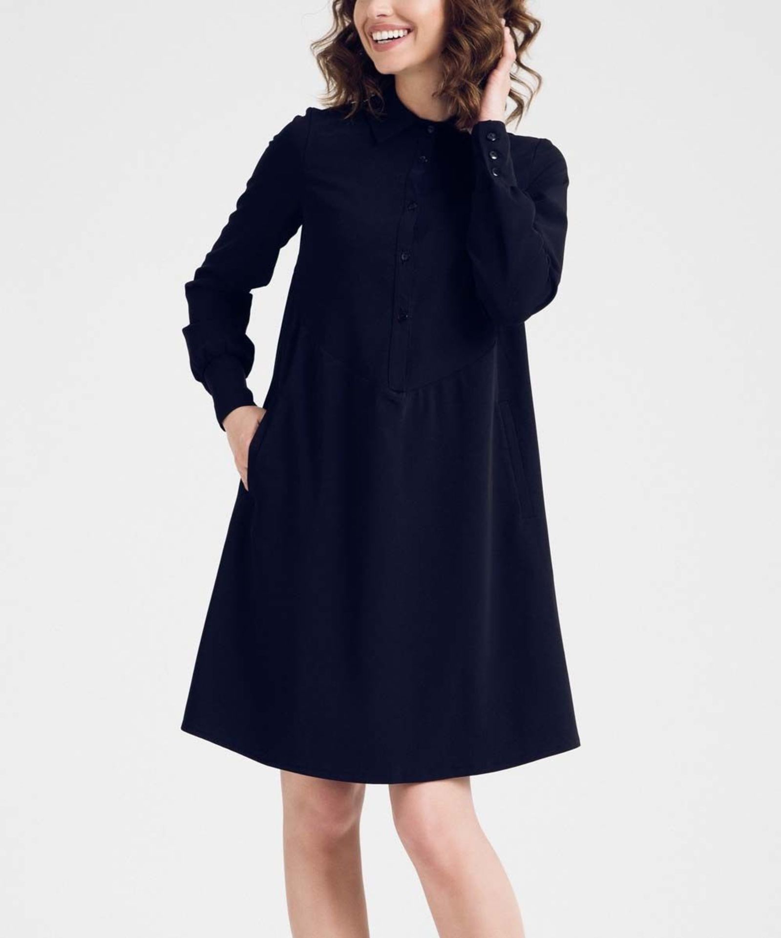 Brand New Black Cuff-Sleeve Shift Dress US M (Ref: 40018084 B Box 1)