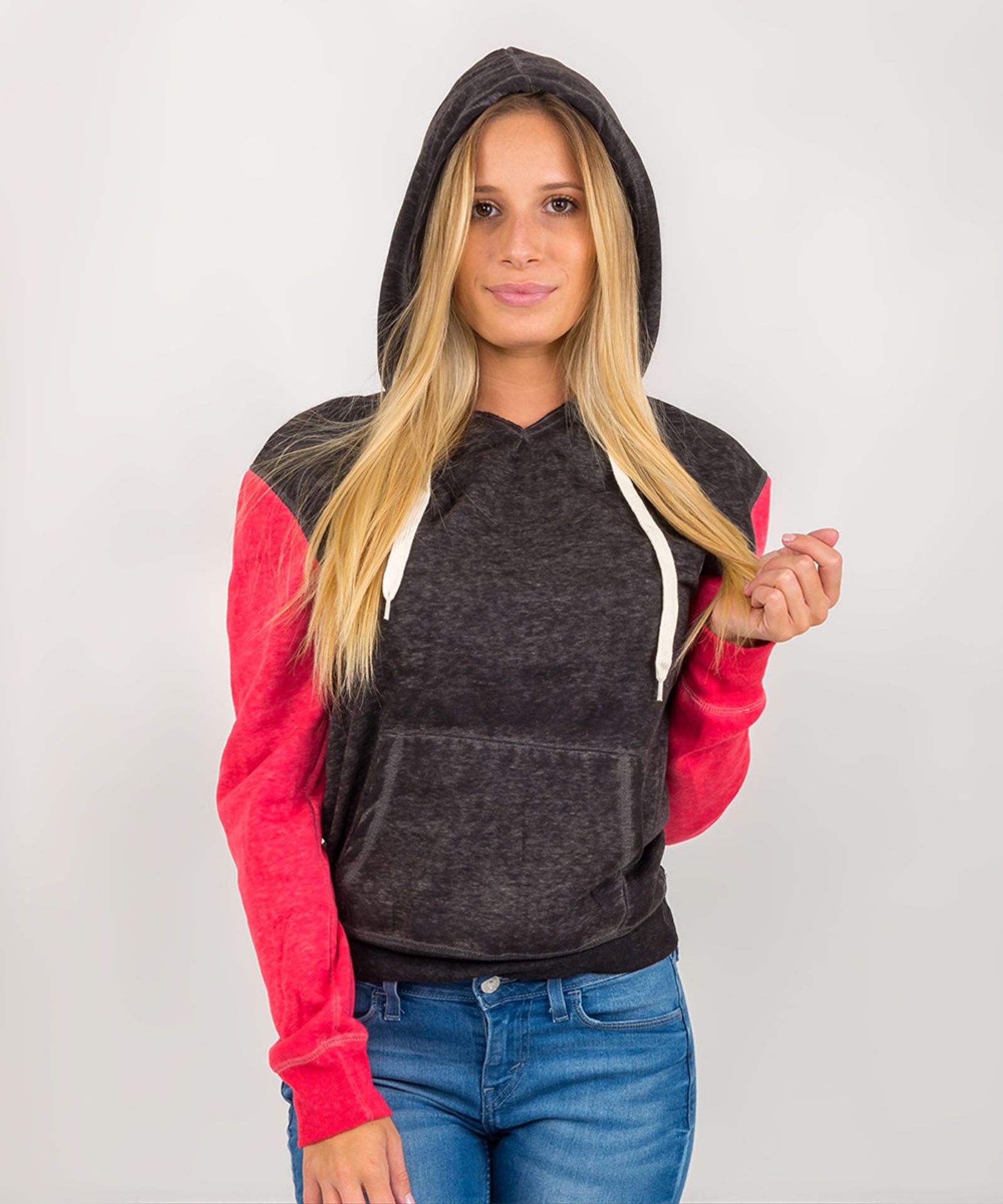 Charcoal & Fuchsia Burnout Hoodie - Image 2 of 3