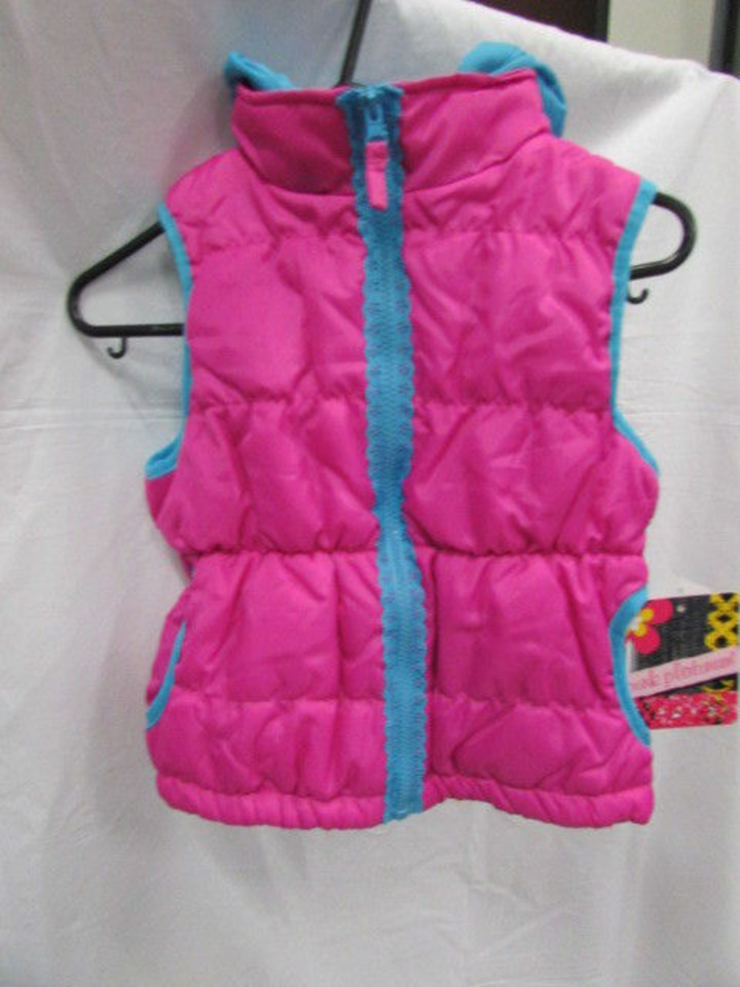 Brand New Pink Platinum Zipper Tape Puffer Vest (Toddler 7/8) (Ref: 52 C2)