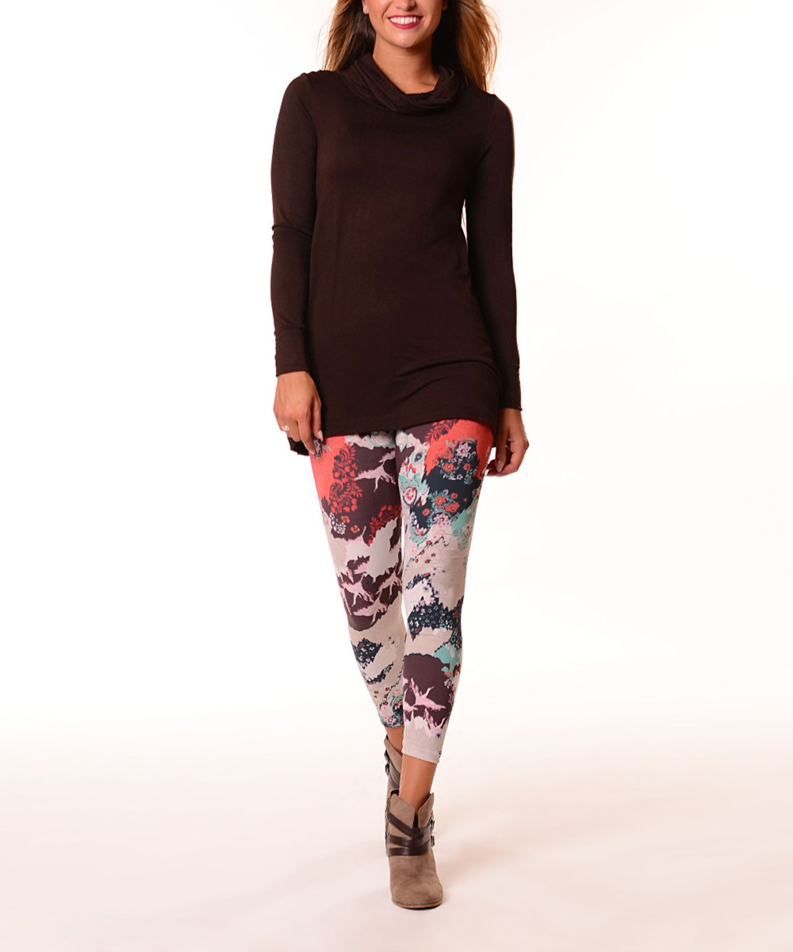 Red & Cream Ragged Patchwork Leggings - Image 2 of 2