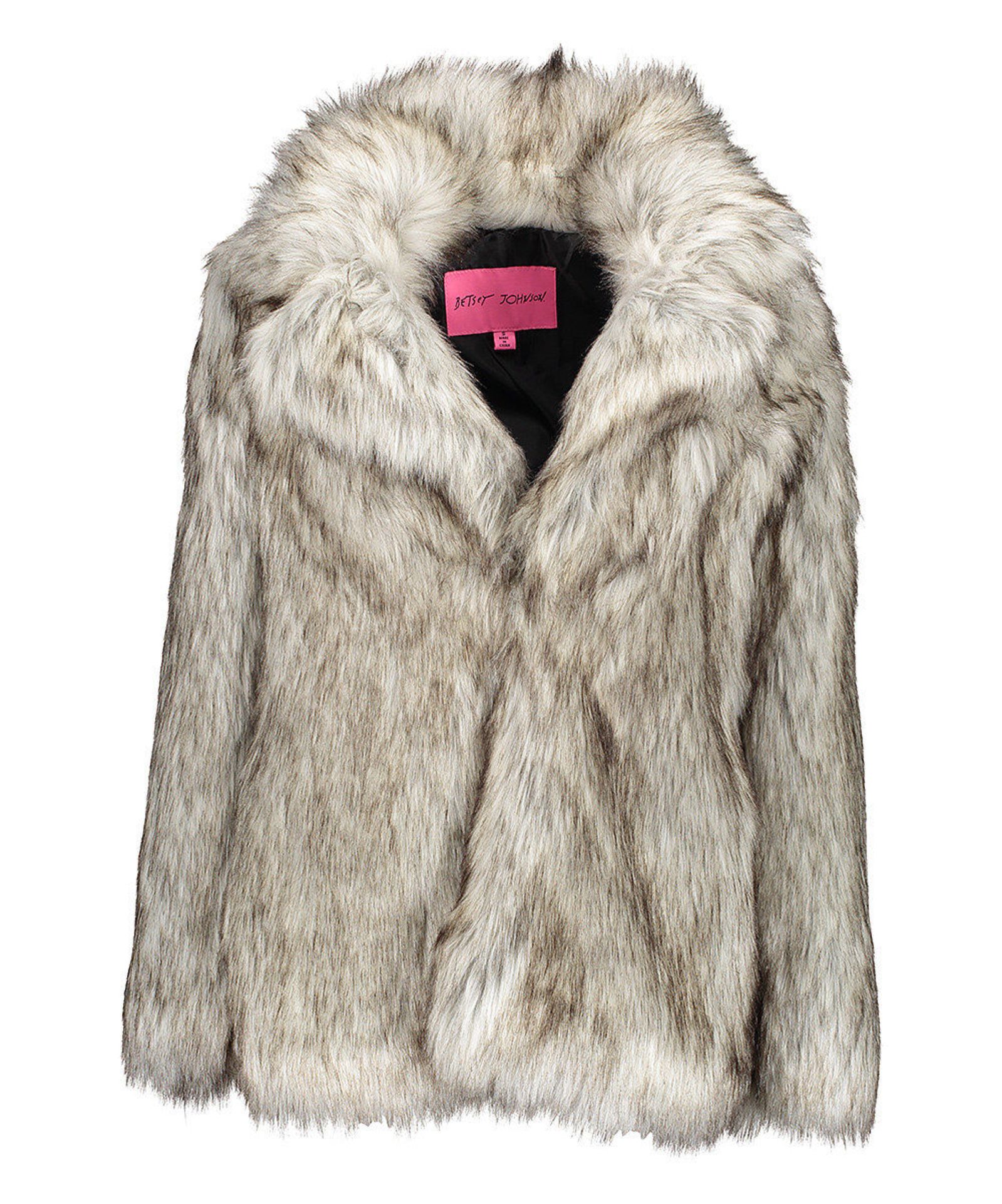 Brand New Betsy Johnson Silver Faux Fox Fur Coat (Uk 8-10) (Ref: 39966036 E2M)