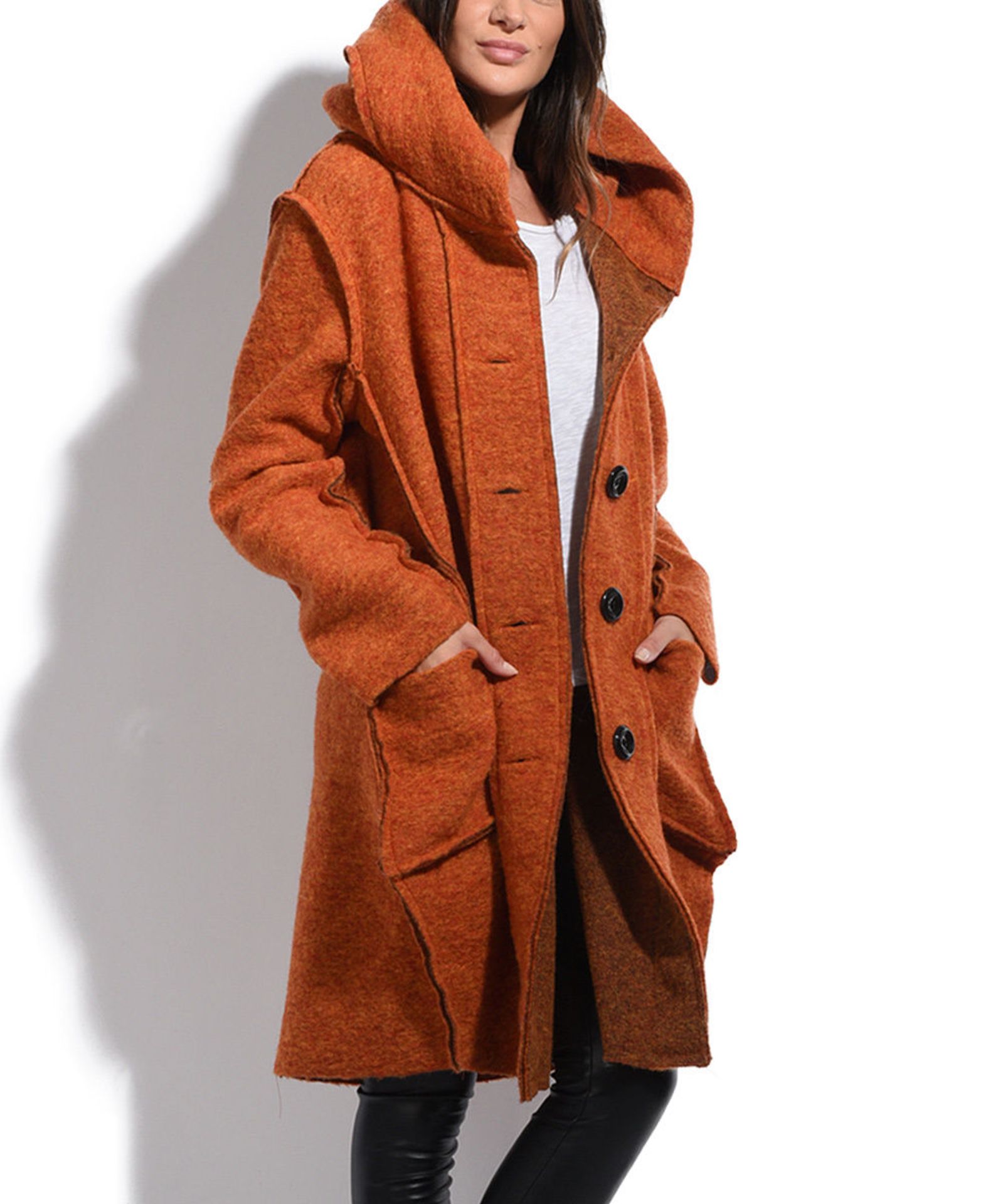 Brand New Everest Orange Wool-Blend Coat (UK 20) (Ref: 42651515 E1R)