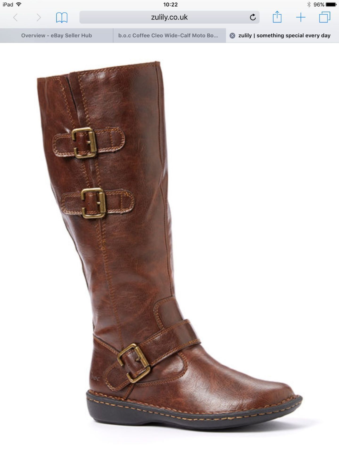 b.o.c. Coffee Cleo Wide-Calf Moto Boot, Size Eur 38, RRP £130.99