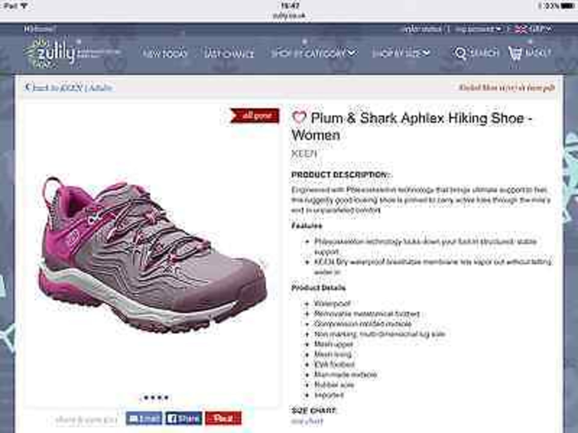 Keen Plum & Shark Aphlex Women's Hiking Shoe, Size UK 5, RRP £110 - Image 7 of 9