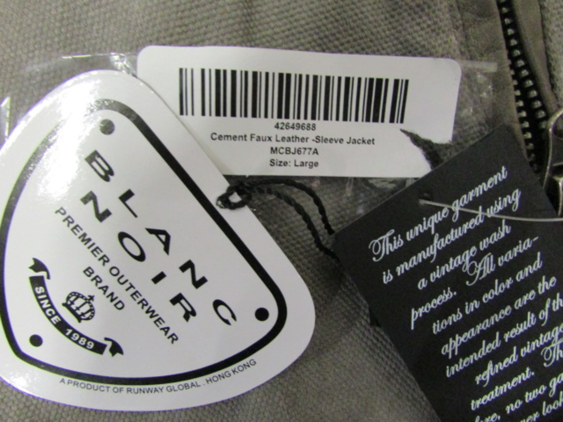 Ladies Blanc Noir Cement Faux Leather Jacket (Us Size: L) - Image 2 of 3