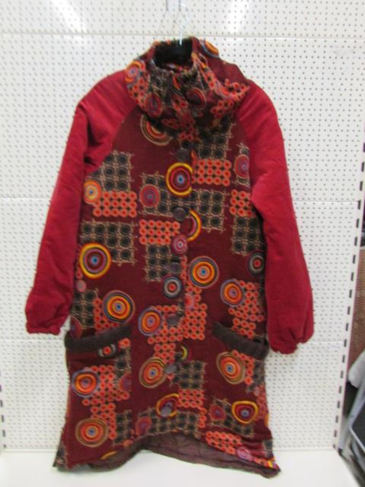 Ladies Coline Red/Multi Hooded Coat (Us Size: M)