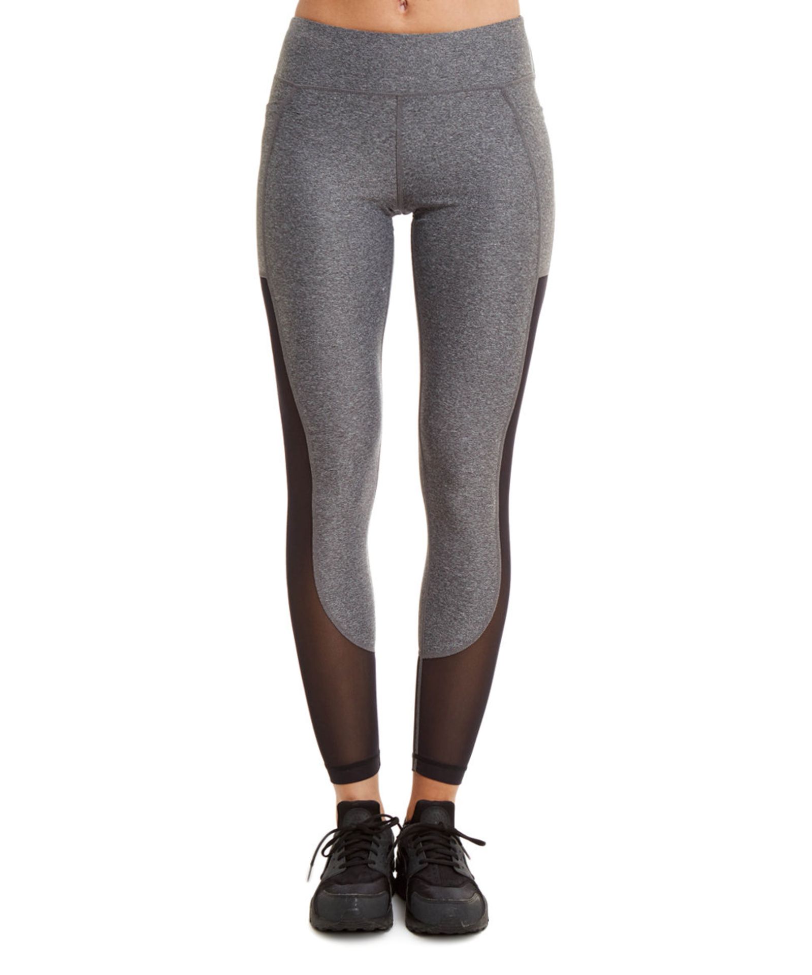 Ki Pro Performance Heather Gray Mesh-Accent Pocket Performance Leggings (Us Size: L) [Ref: - Image 2 of 4