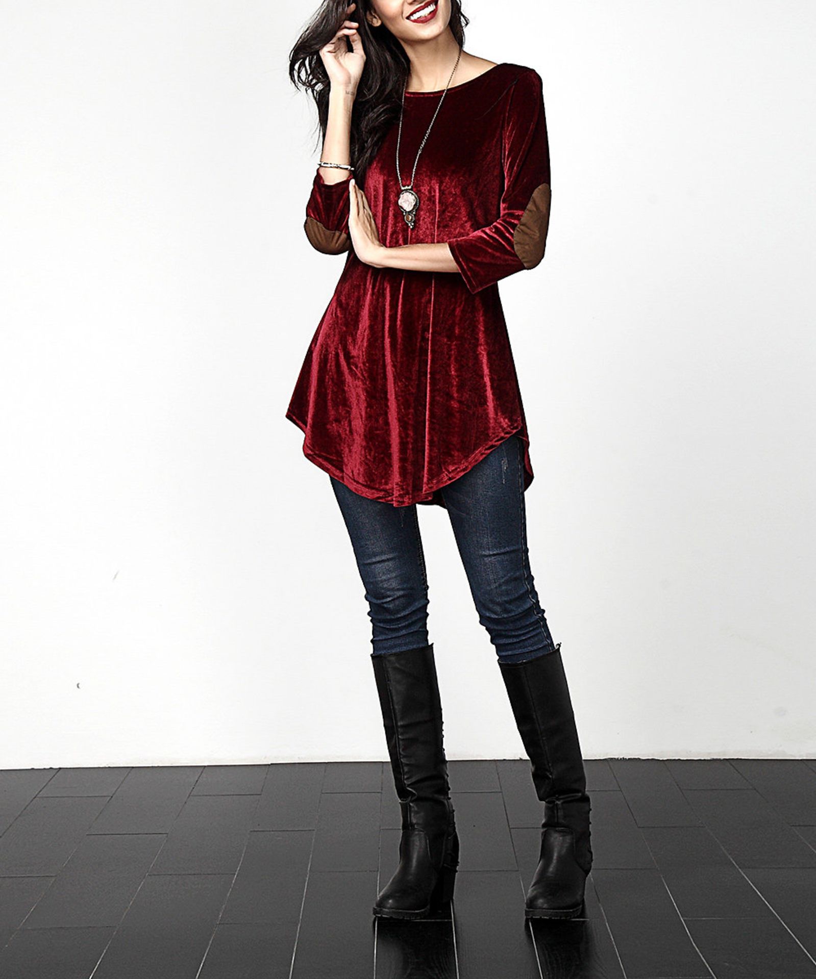 Reborn Collection Red Velvet Elbow Patch Tunic (Us Size: Xl) [Ref: 43544526]