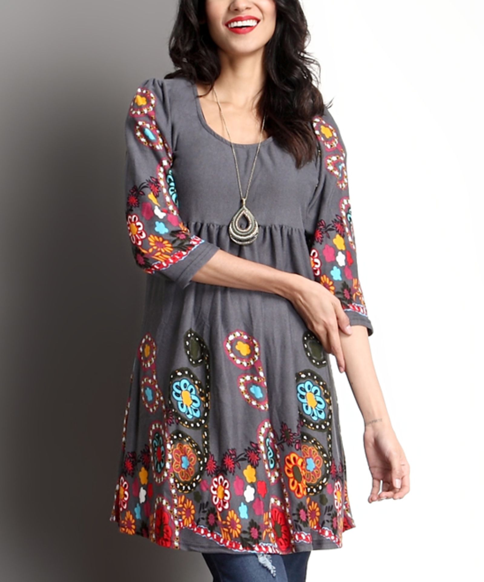 Reborn Collection Charcoal & Red Garden Empire-Waist Tunic (Us Size: Xl) [Ref: 43061268]