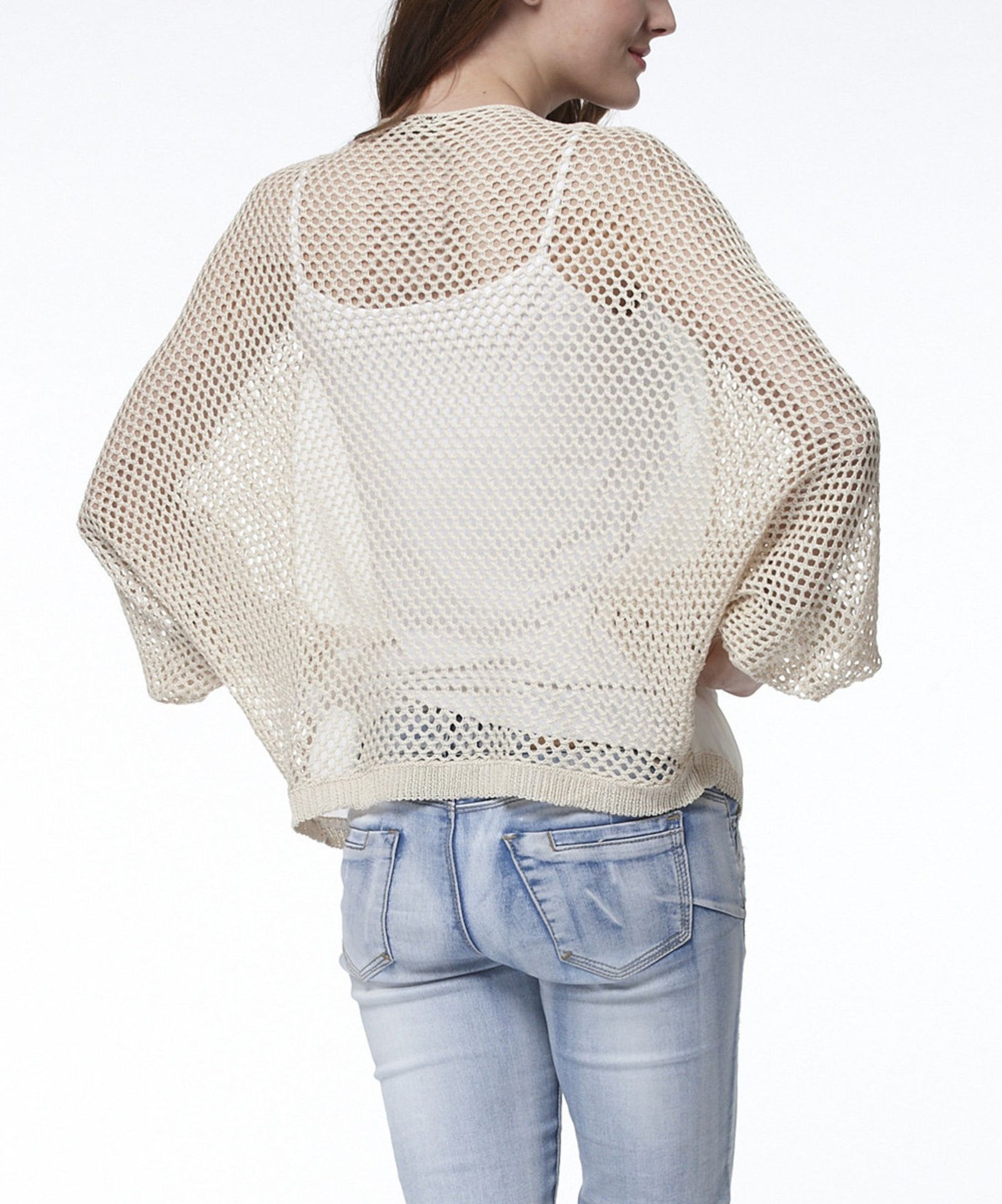 Simply Couture Beige Leaf Semisheer Top (Us Size: Xl) [Ref: 32593188] - Image 3 of 4