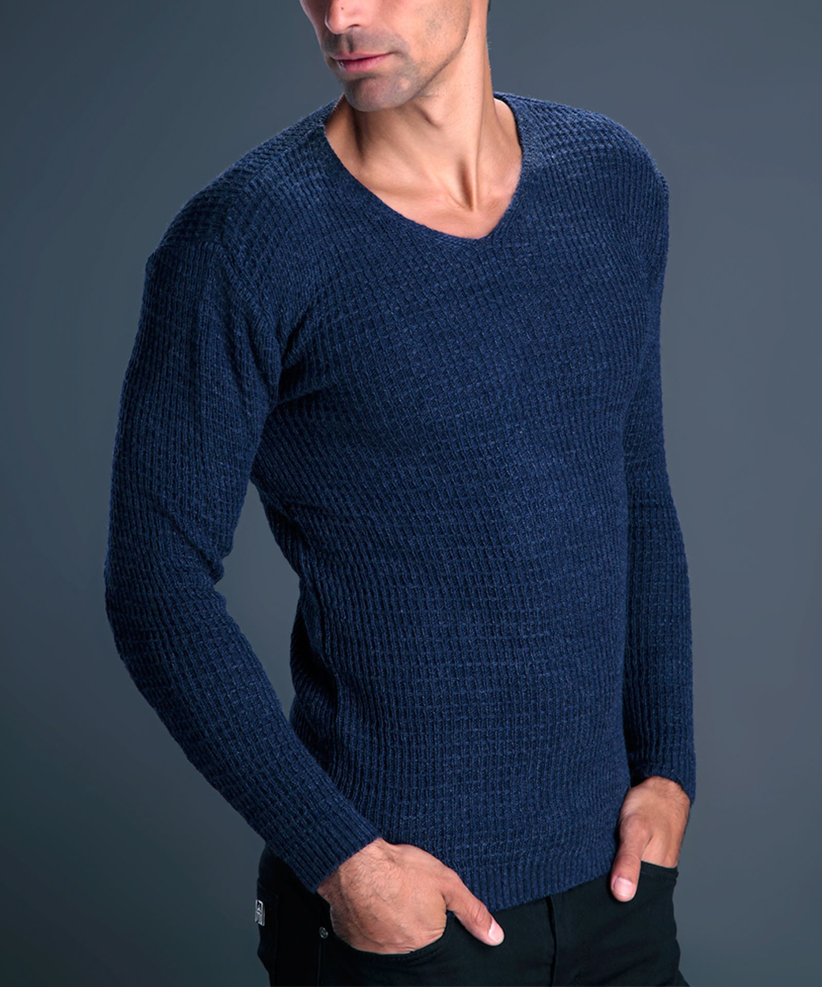 Philip Loren Dark Blue V-Neck Pullover Sweater (Us Size: S) [Ref: 42715862]