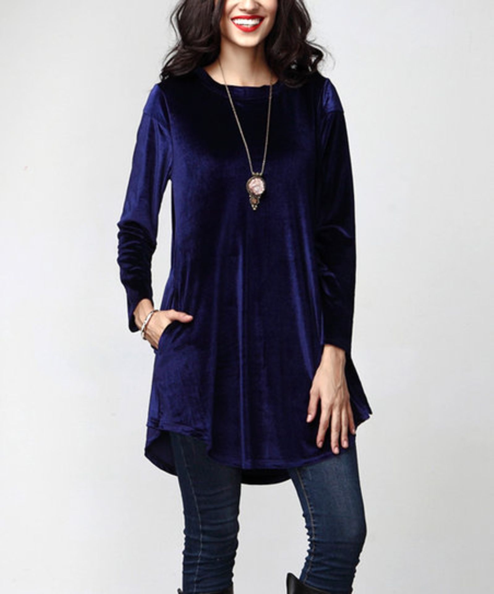 Reborn Collection Navy Velvet Side-Pocket Tunic (Us Size: Xl) [Ref: 43167426]