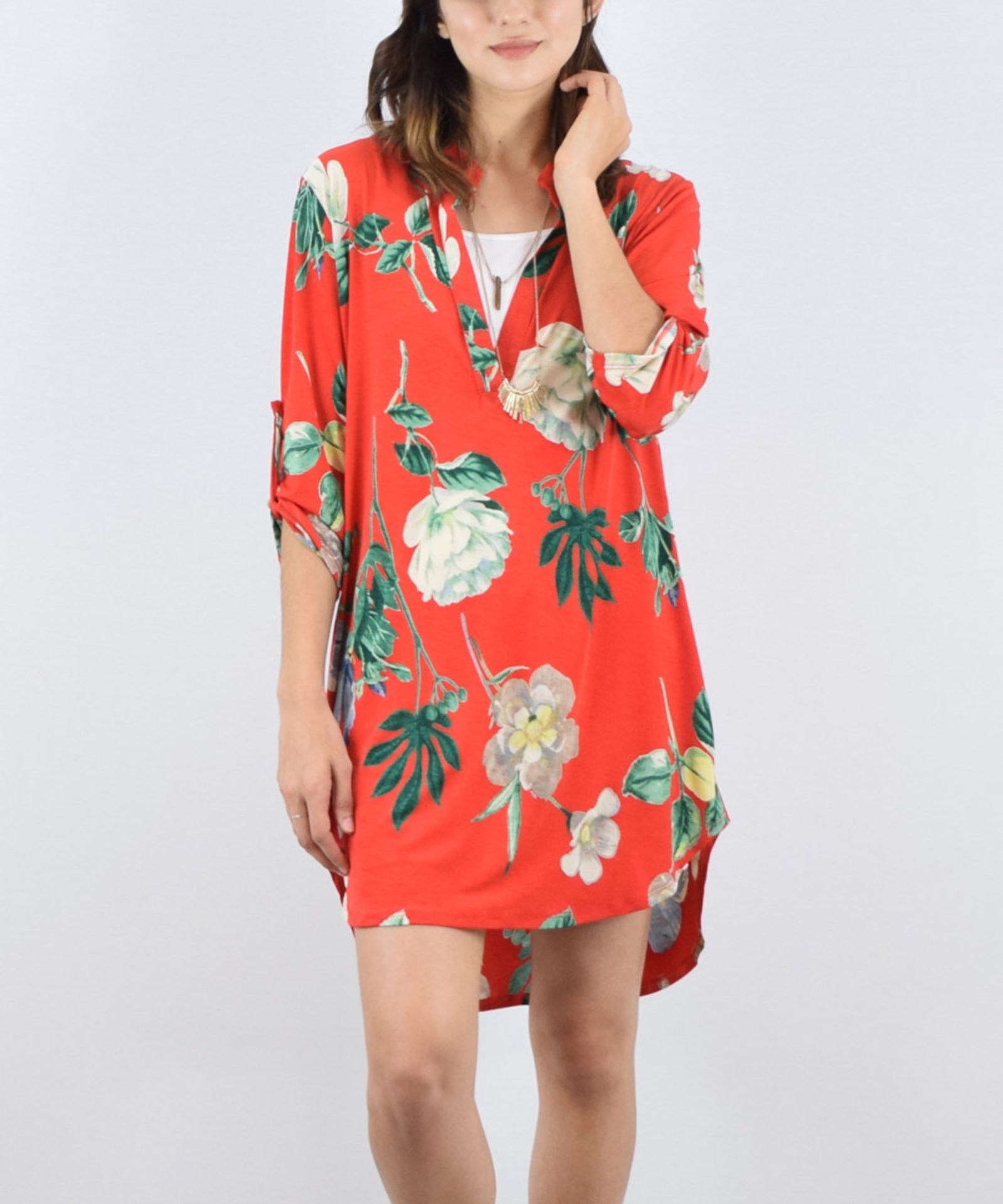 Éloges Coral Floral Tab-Sleeve Tunic (Us Size: Xl) [Ref: 44806982] - Image 2 of 4