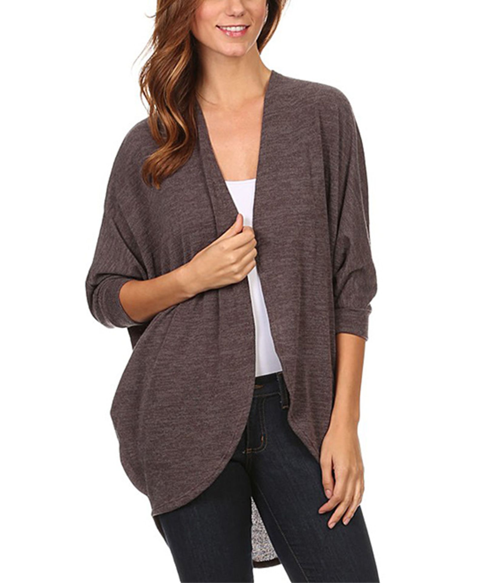 Chris & Carol Mocha Hi-Low Open Cardigan (Us Size: L) [Ref: 21061605]