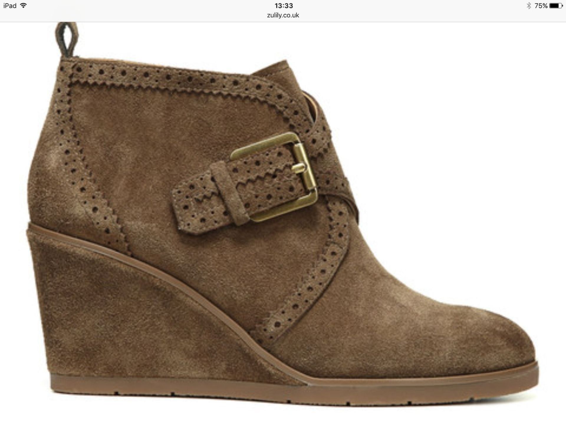 Franco Sarto Desert Khaki Arielle Suede Wedge Bootie, Size UK 6, RRP £151.99 (New with box) - Image 3 of 8