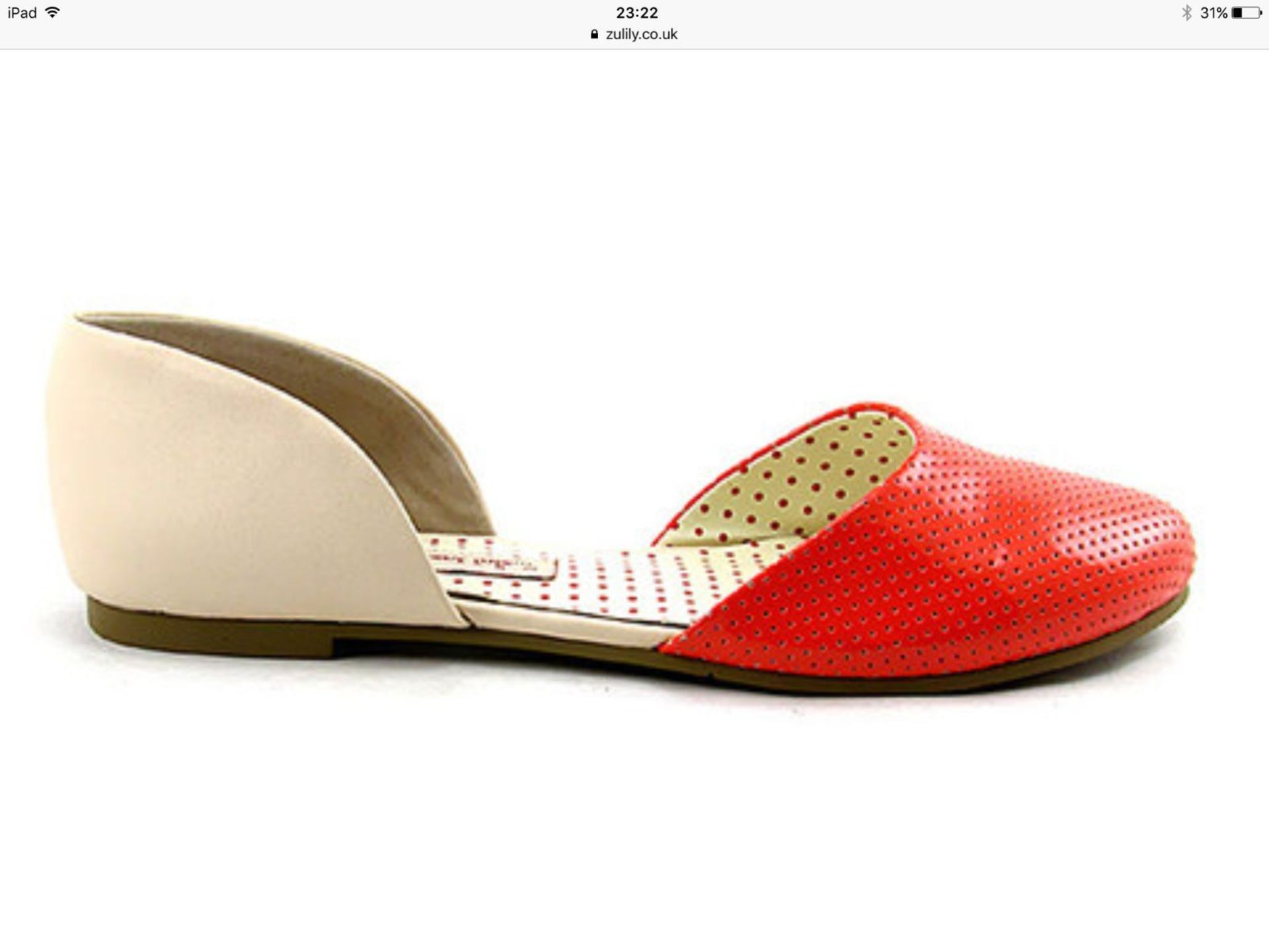 B.A.I.T. Coral & Cream Shirley Flat, Size Eur 38.5, RRP £60.99 (New with box) - Image 2 of 4