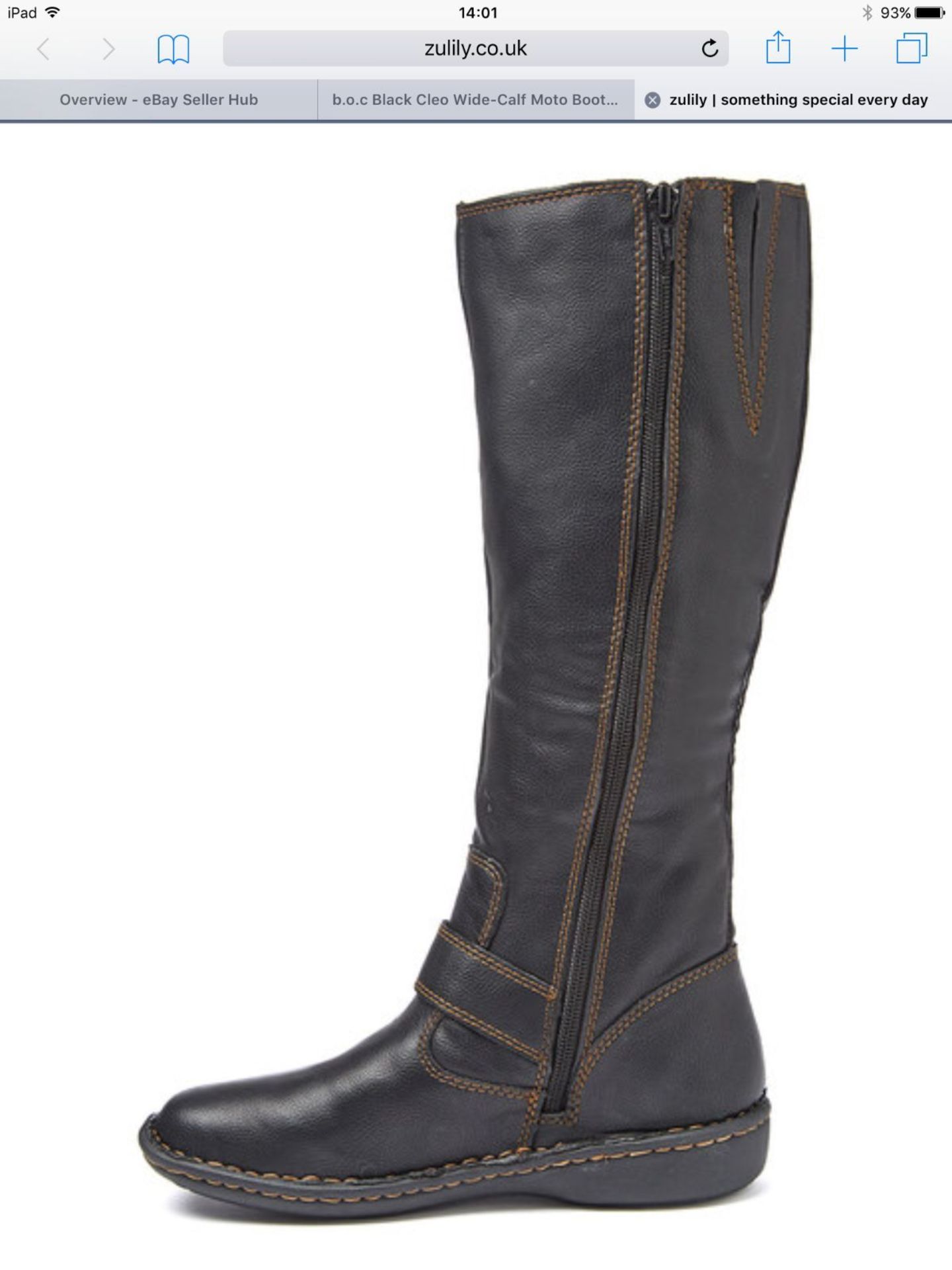 b.o.c. Black Cleo Wide-Calf Moto Boot, Size Eur 38, RRP £130.99 (New with box) - Image 2 of 3