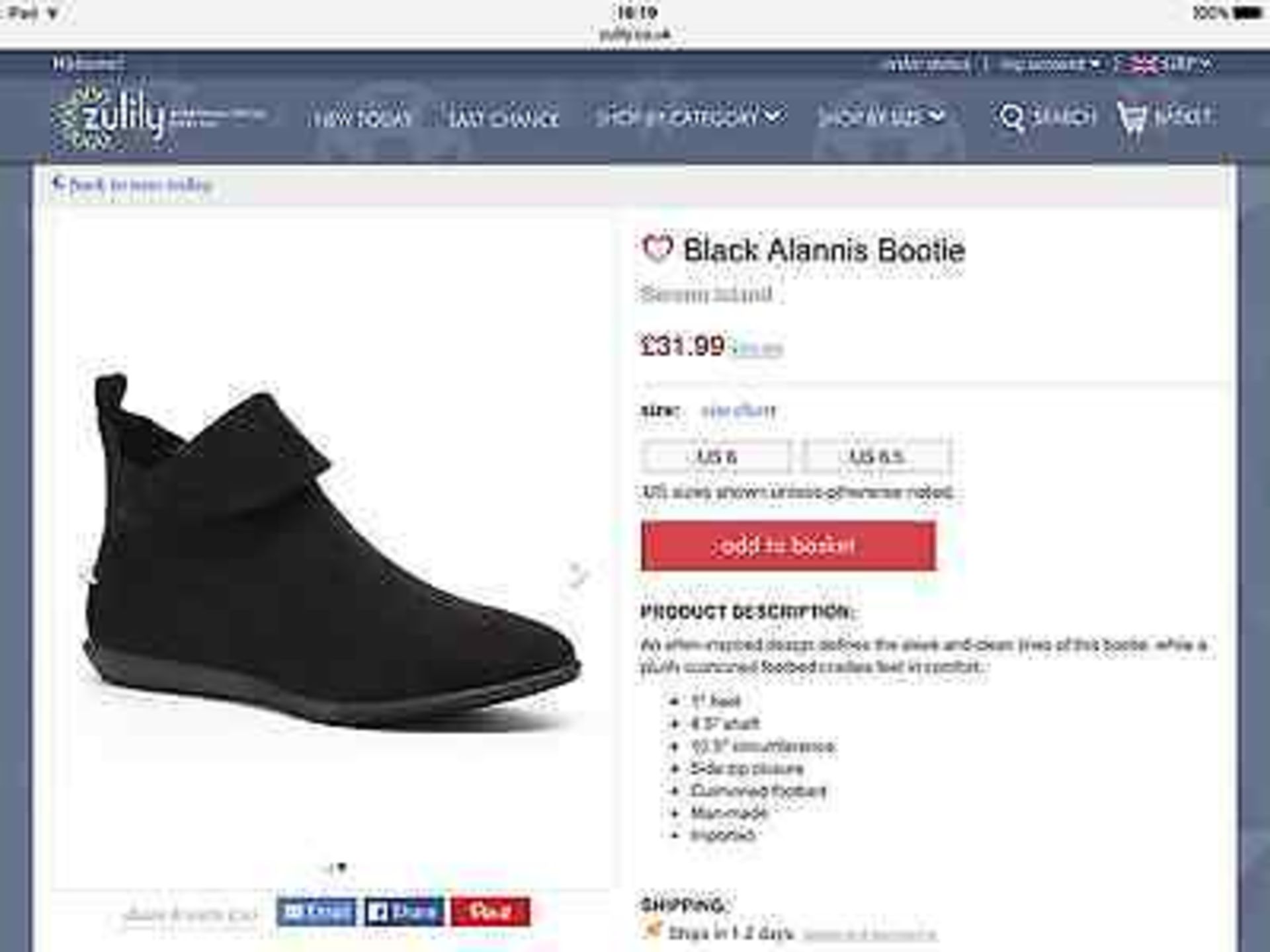 Serene Island Black Alannis Bootie, Size 6, RRP £95.99 (New with box) - Image 3 of 3