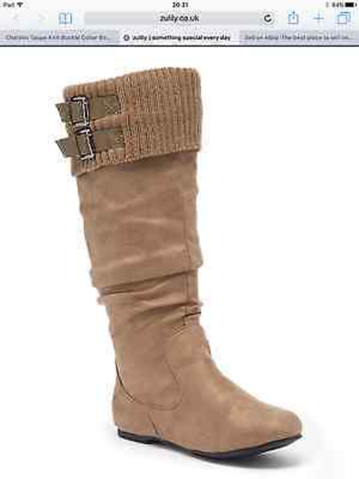 Chatties Taupe Knit Buckle Collar Boot, Size Eur 38.5 (New without box)