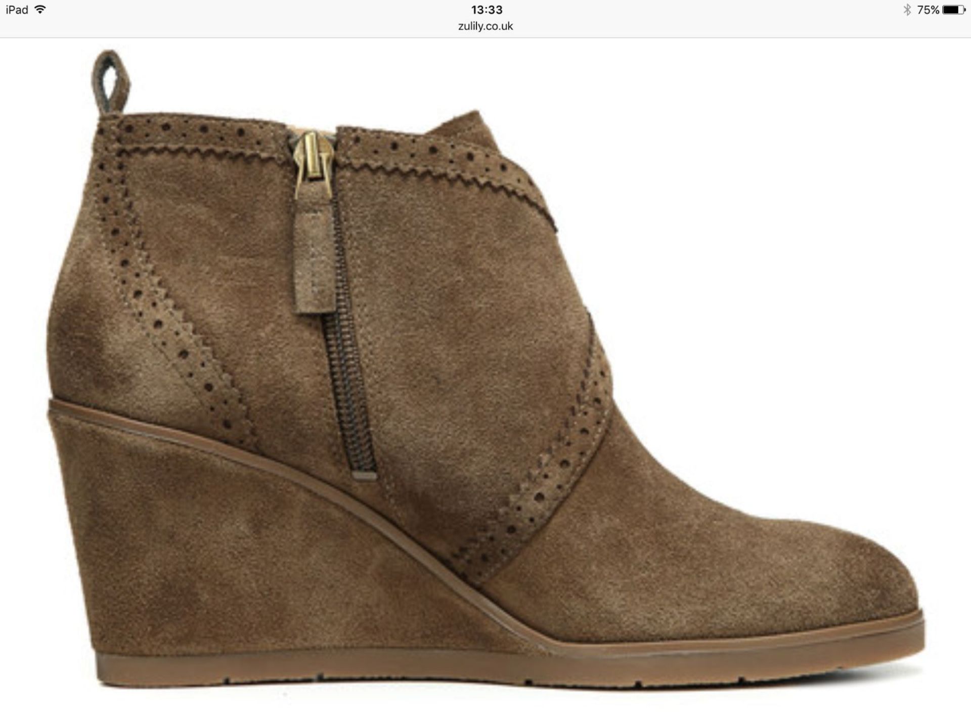 Franco Sarto Desert Khaki Arielle Suede Wedge Bootie, Size UK 6, RRP £151.99 (New with box) - Image 4 of 8