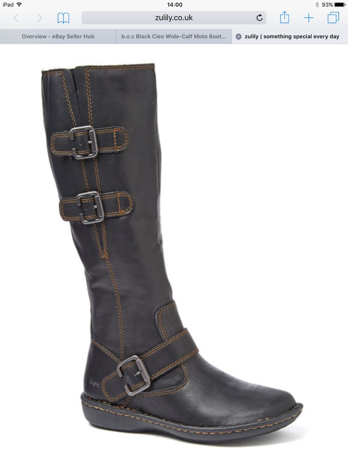 b.o.c. Black Cleo Wide-Calf Moto Boot, Size Eur 38, RRP £130.99 (New with box)
