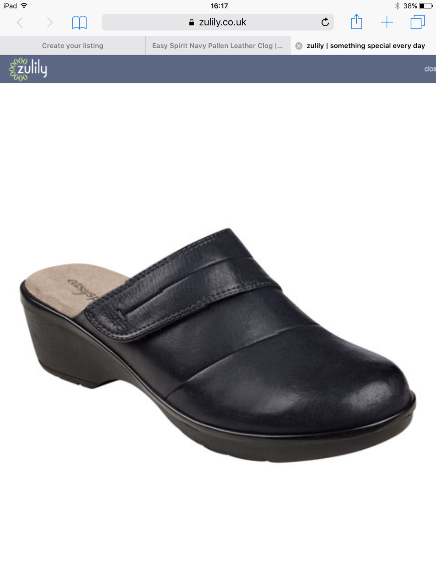 Easy Spirit Navy Pallen Leather Clog, Size Eur 37 (New with box)
