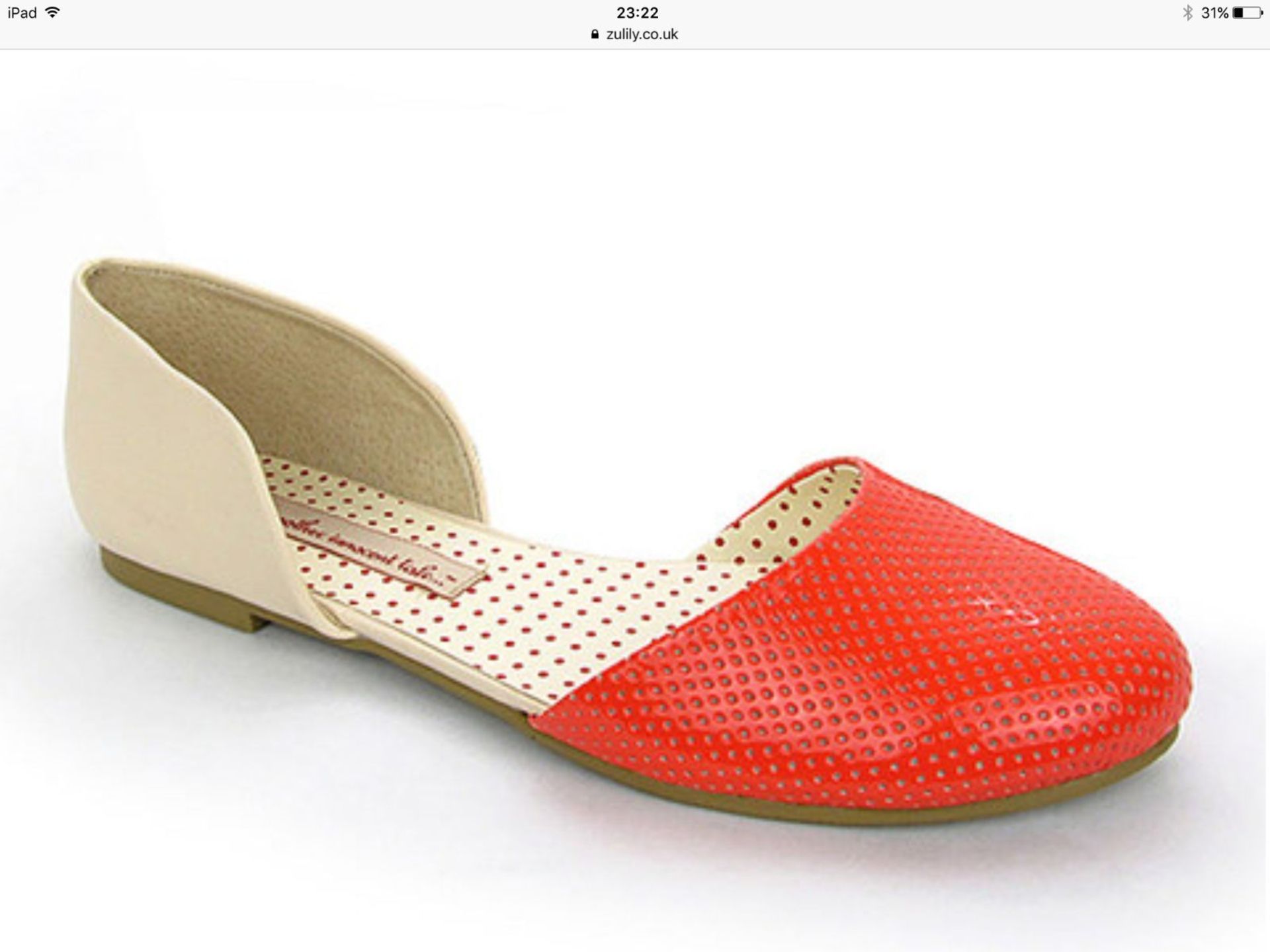 B.A.I.T. Coral & Cream Shirley Flat, Size Eur 38.5, RRP £60.99 (New with box)