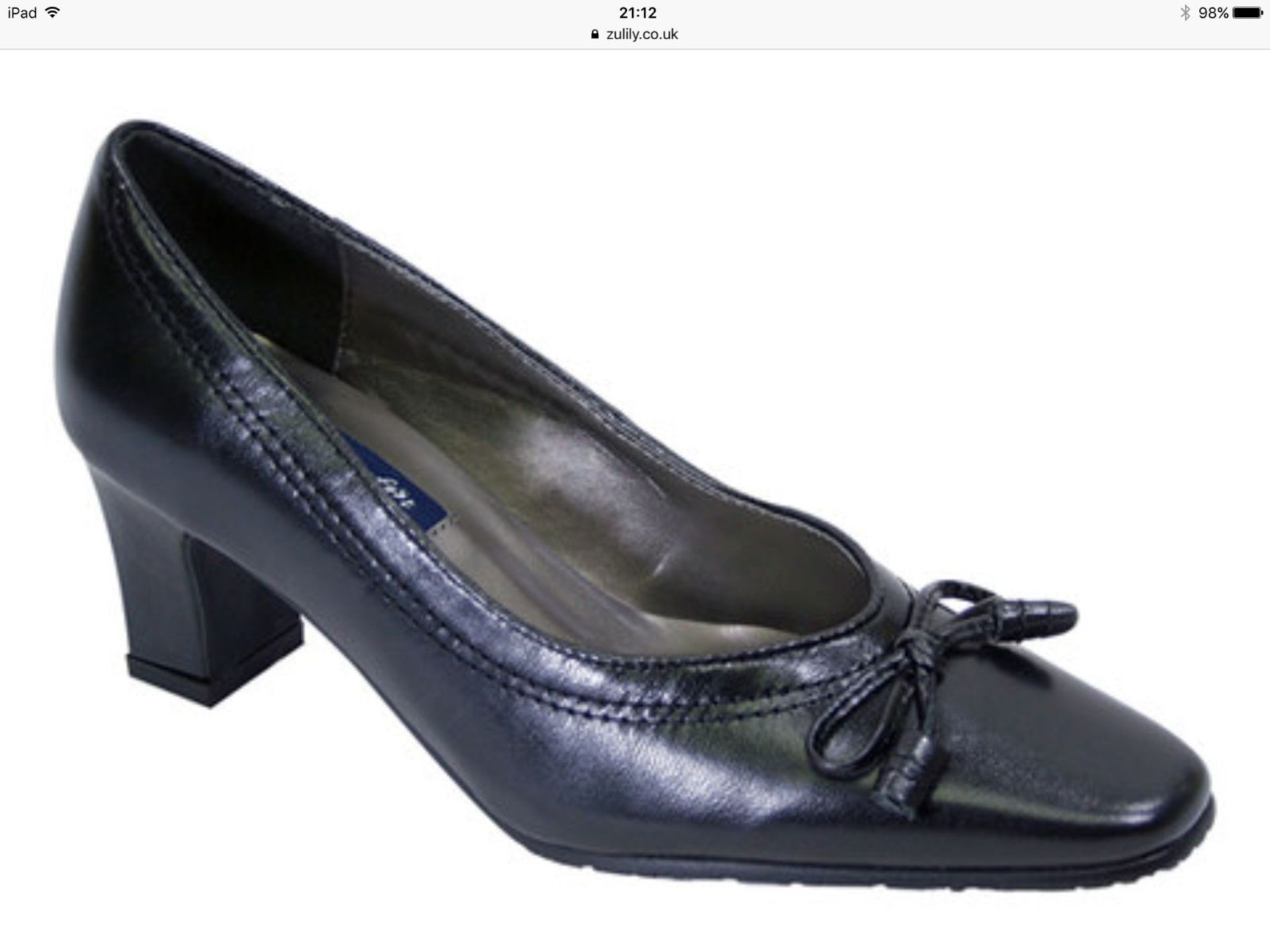 Peerage Black Bow-Accent Leather Shoe, Size Eur 43 WW (New with box) - Image 2 of 4