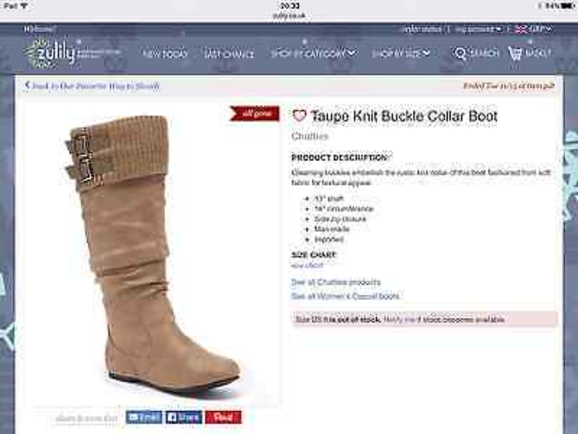 Chatties Taupe Knit Buckle Collar Boot, Size Eur 38.5 (New without box) - Image 2 of 3