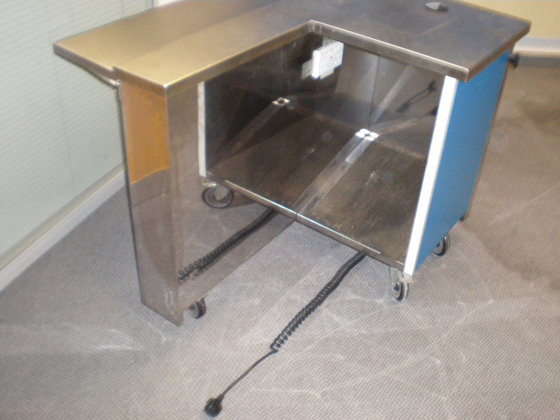 Canteen Stainless Steel Trolly Pay Station For Till, On Wheels, Collapsable Shelf For Trays, 2 - Image 5 of 6