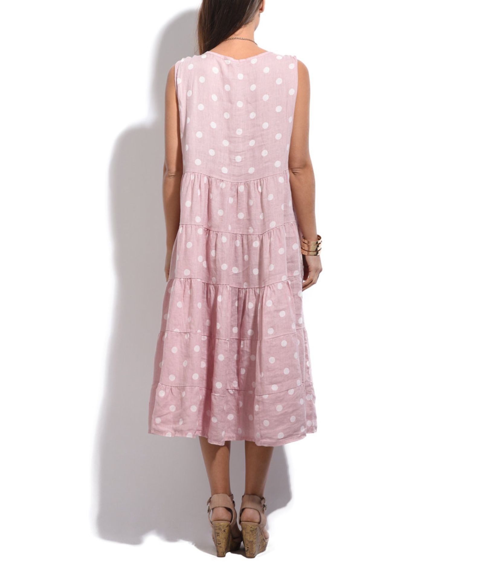 Manifest   La Fille du Couturier Old Rose Polka Dot Linen Tiered Sleeveless Dress - Plus Too (Us - Image 52 of 64