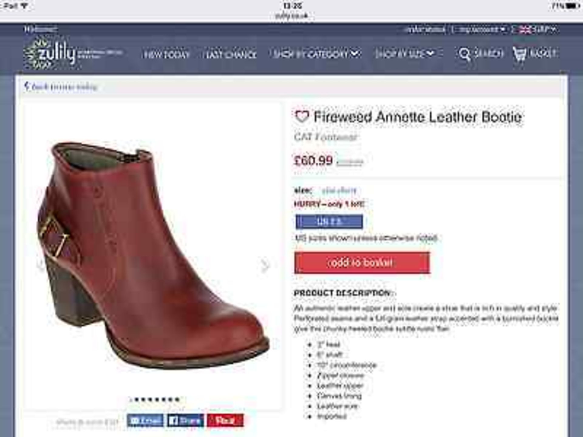 Cat Footwear Firewood Ladies Annette Leather Bootie, size 3.5, RRP £222.99 (New with box) [Ref: ] - Image 7 of 7