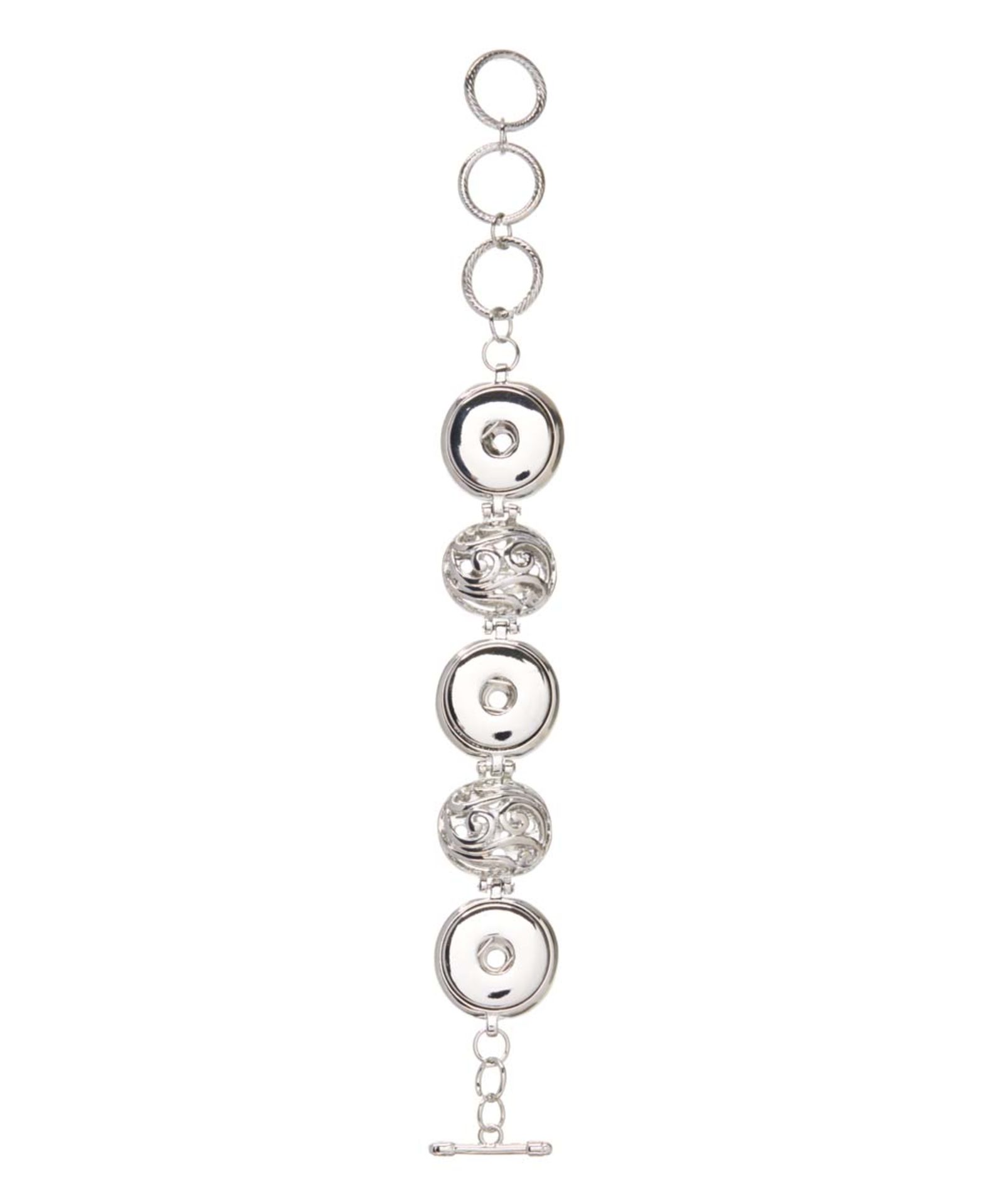 Snap Jewels Silvertone Triple-Charm Toggle Bracelet (Us Size: One Size) [Ref: 40319779-1]