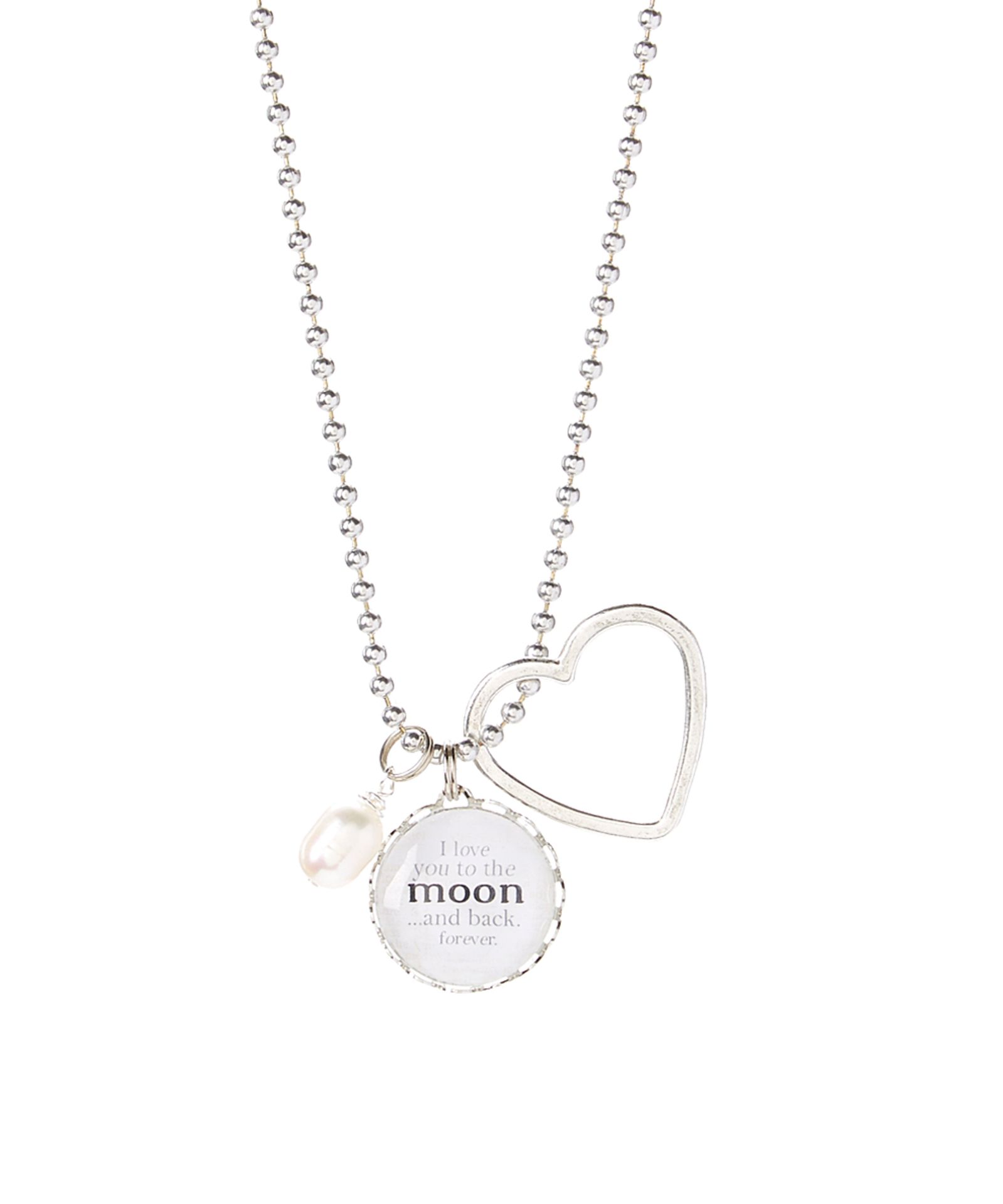 Jennifer Dahl Designs Pearl & Silvertone 'Love You To The Moon' Pendant Necklace (Us Size: Os) [Ref: