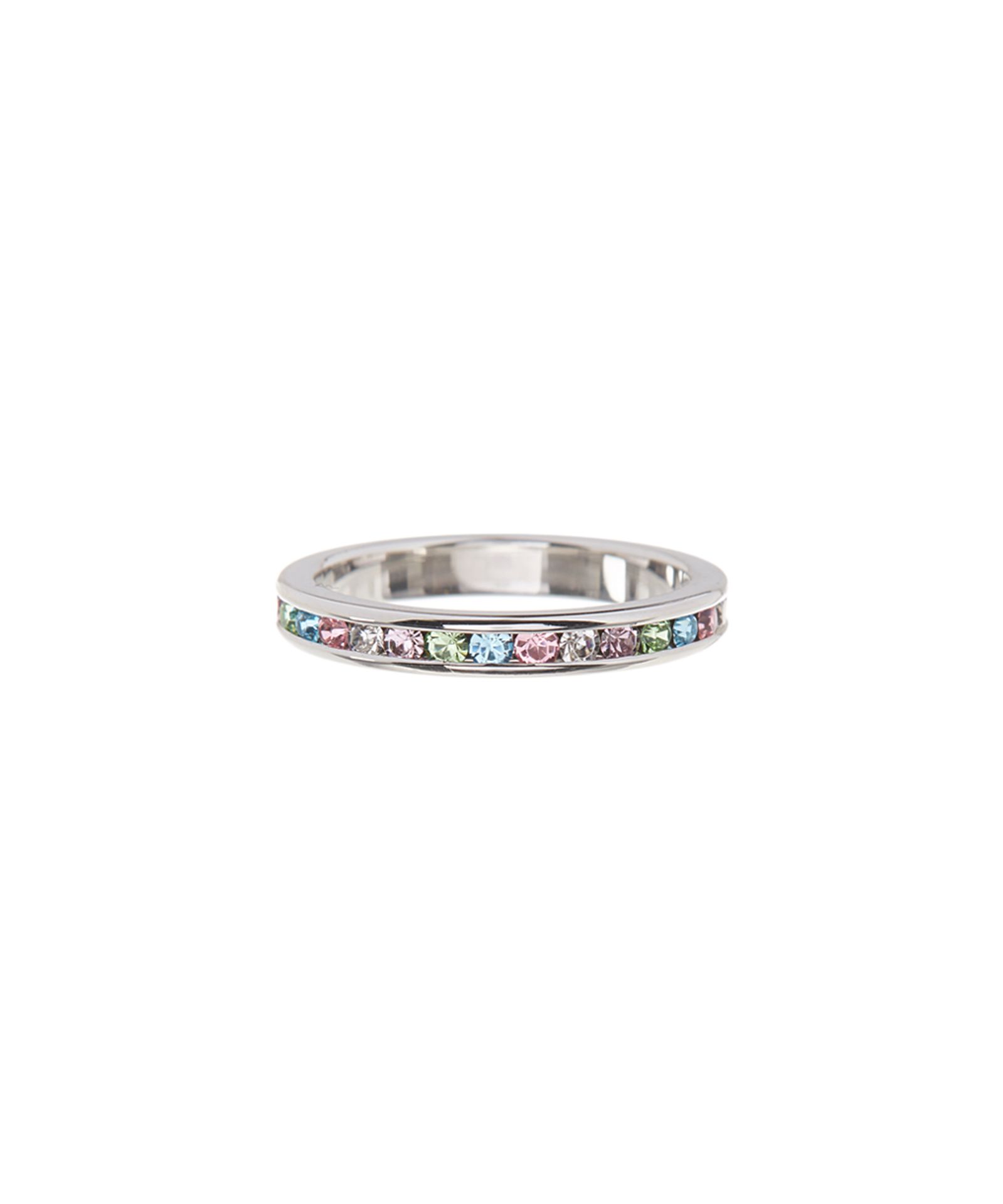 Pastel Swarovski® Crystal & Silvertone Channel Ring (Us Size: 10) [Ref: 37777875]