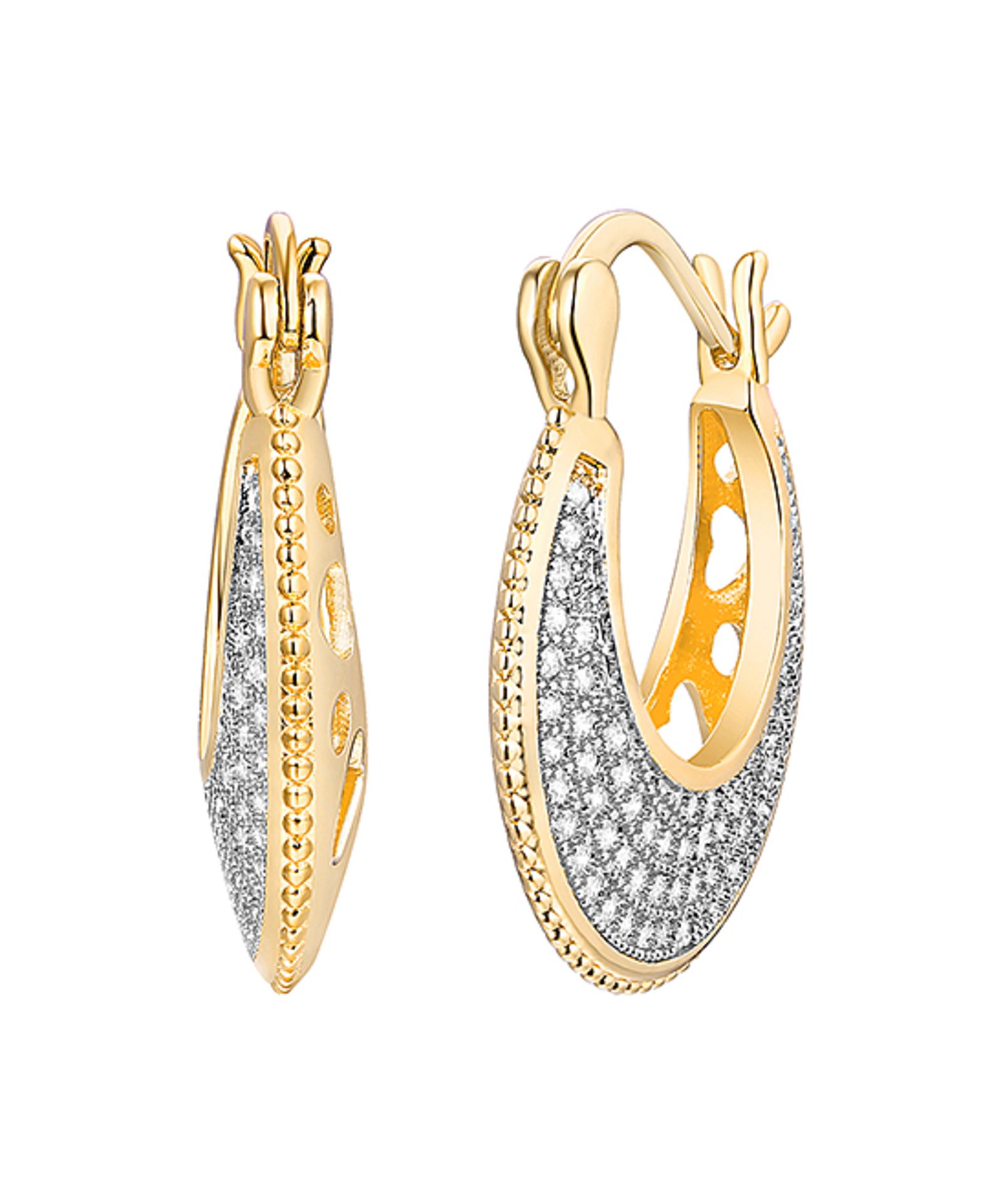 Sevil Designs Swarovski® Crystal & Gold Openwork Hoop Earrings (Us Size: Os) [Ref: 42707156]