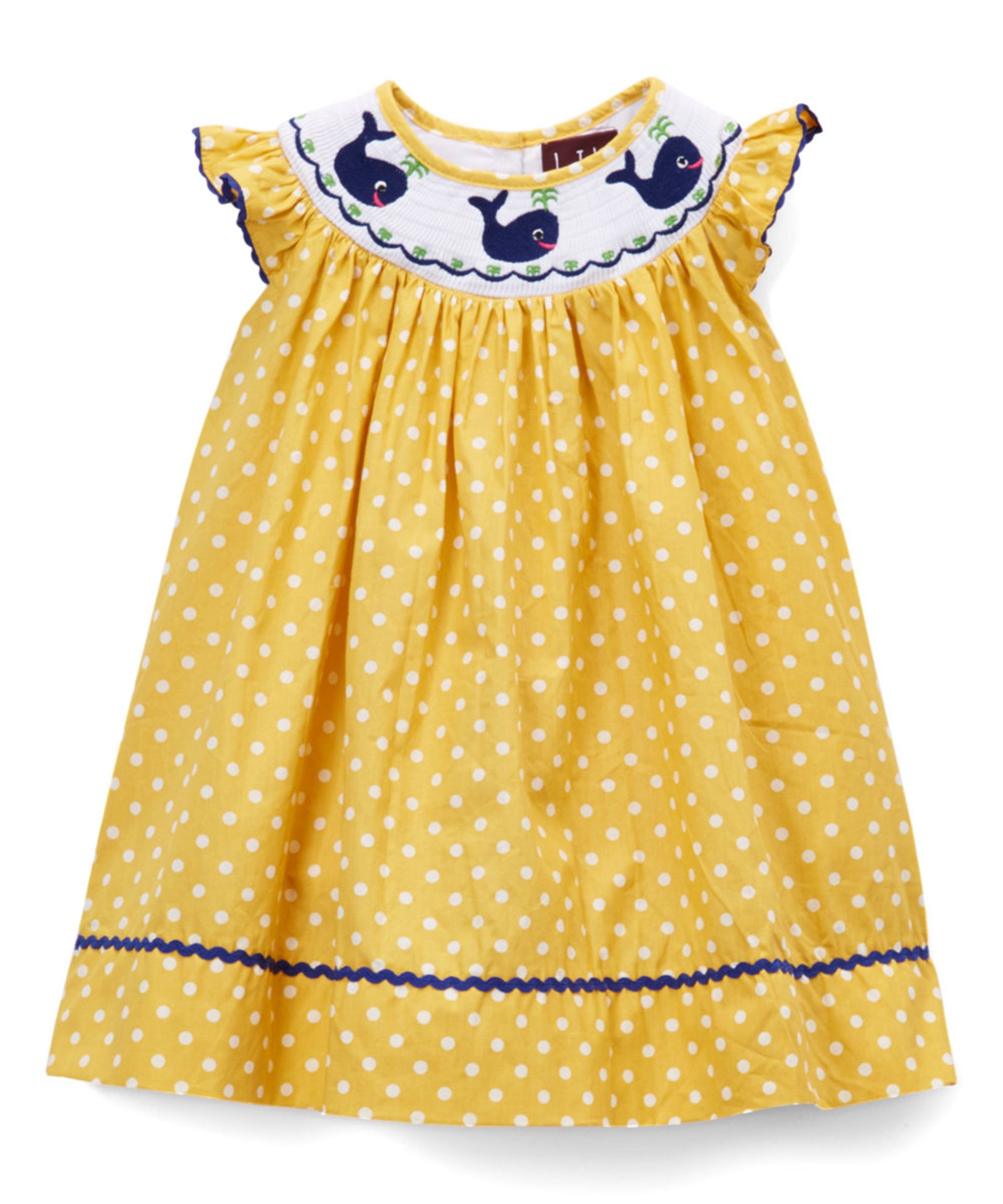 Lil Cactus Mustard Polka-Dot Whale Bishop Dress - Infant & Toddler (Us Size: 3 Years) [Ref: