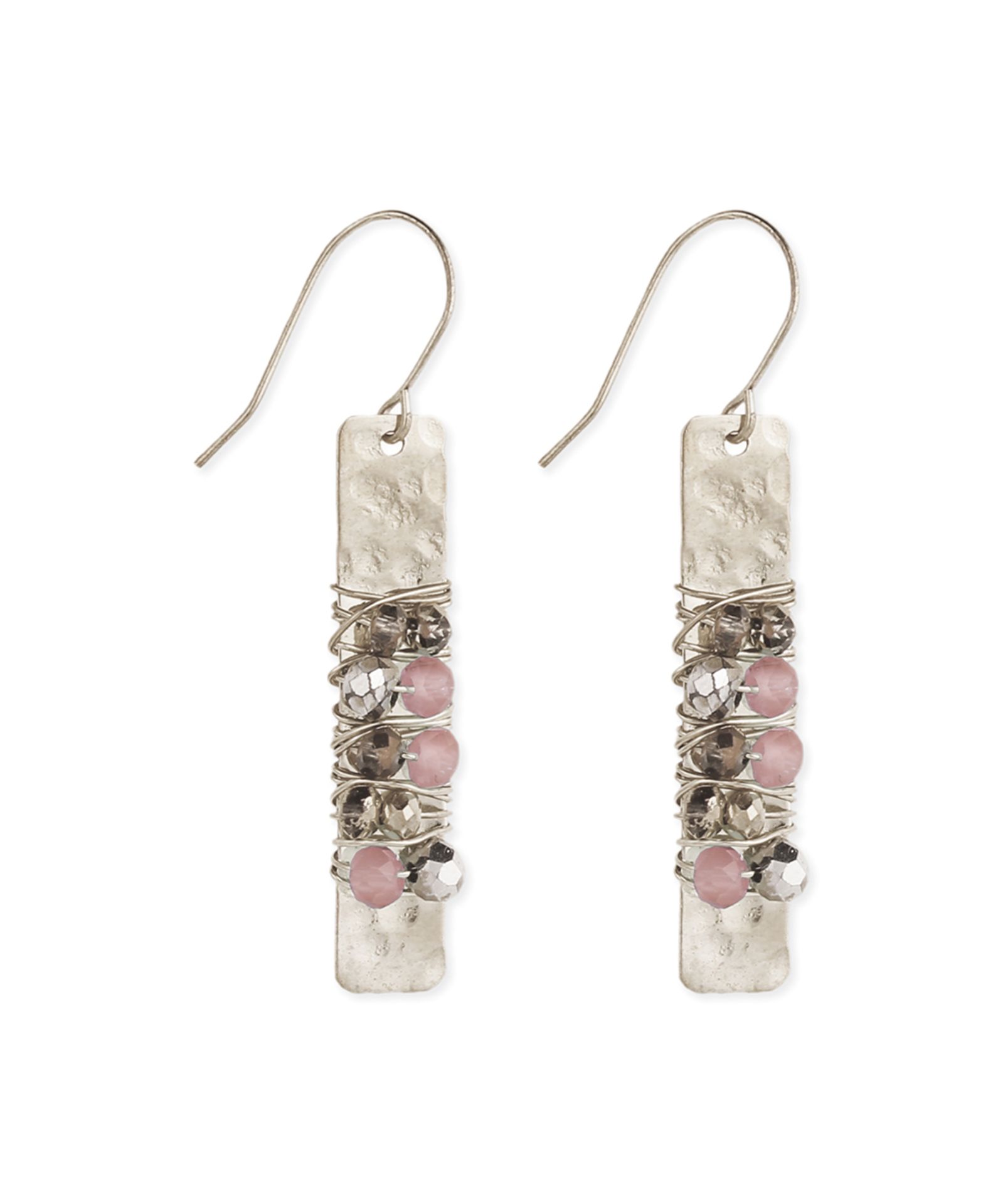 Zad Light Pink & Silvertone Wrapped Bar Drop Earrings (Us Size: One Size) [Ref: 44847816]