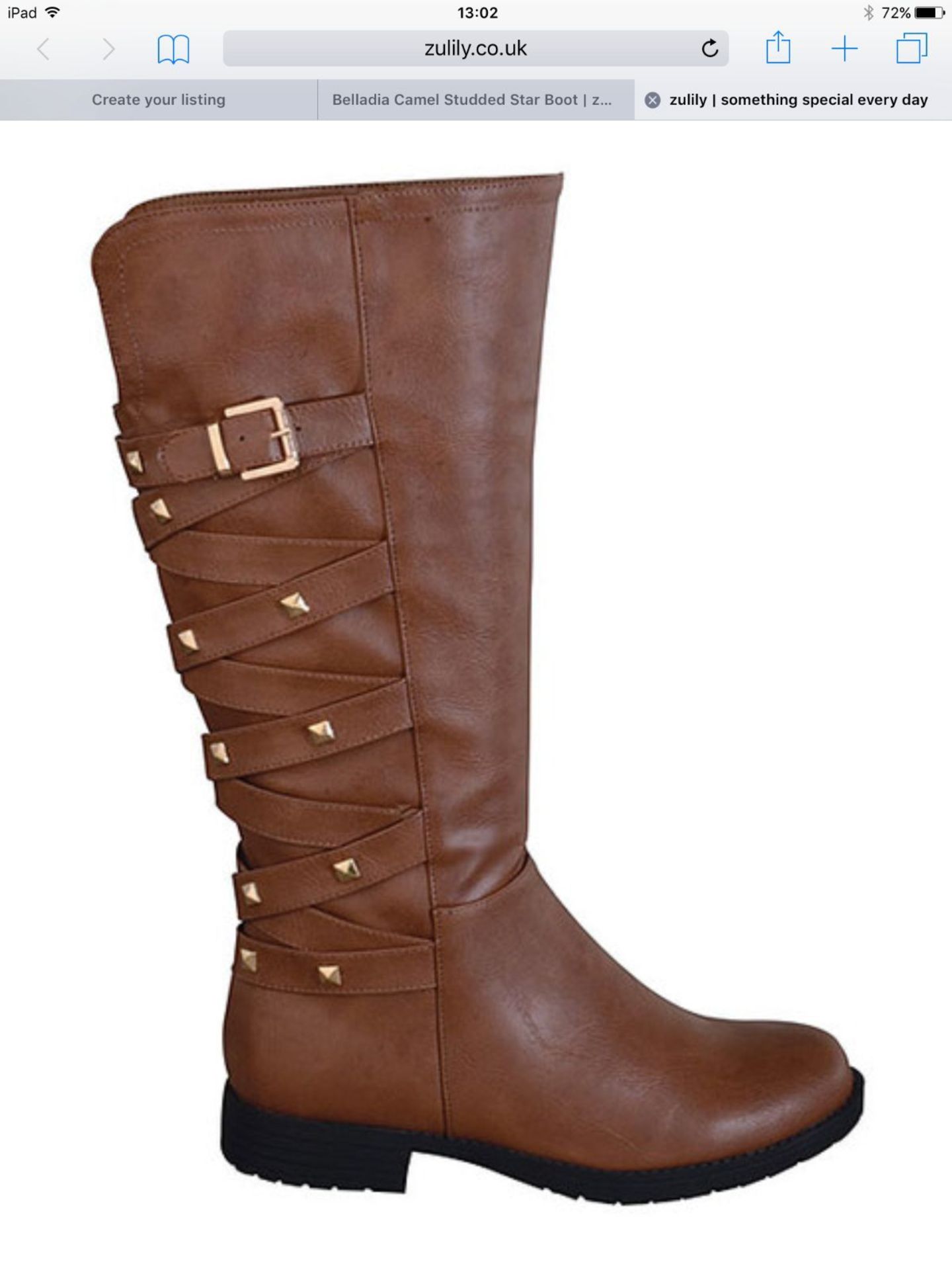 Belladia Camel Studded Star Boot, Size Eur 40.5, RRP £60.99 (New with box) [Ref: ]