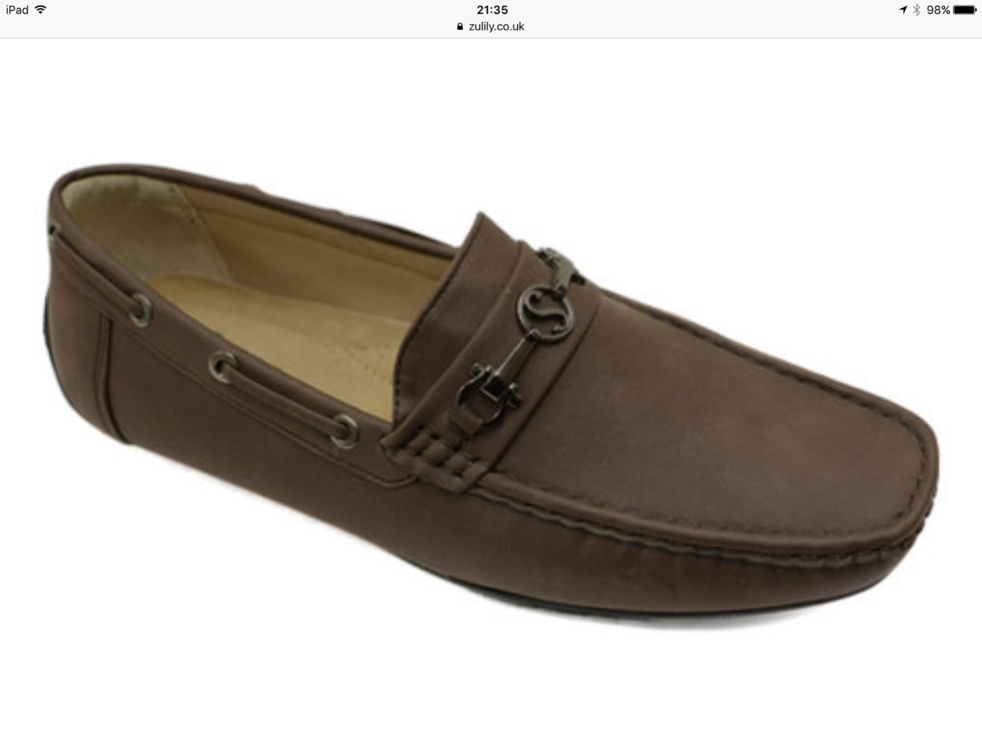 Oudihong Brown S-Buckle Men's Boat Moccasin, Size US 8/UK 7 (New with box) [Ref: 46966854]