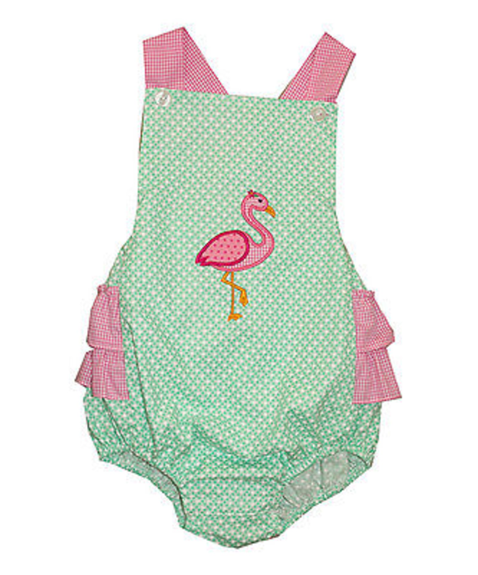 Aqua & Pink Flamingo Appliqué Bubble Romper - Infant (18 Months) (New With Tags) [Ref: 38812755-]